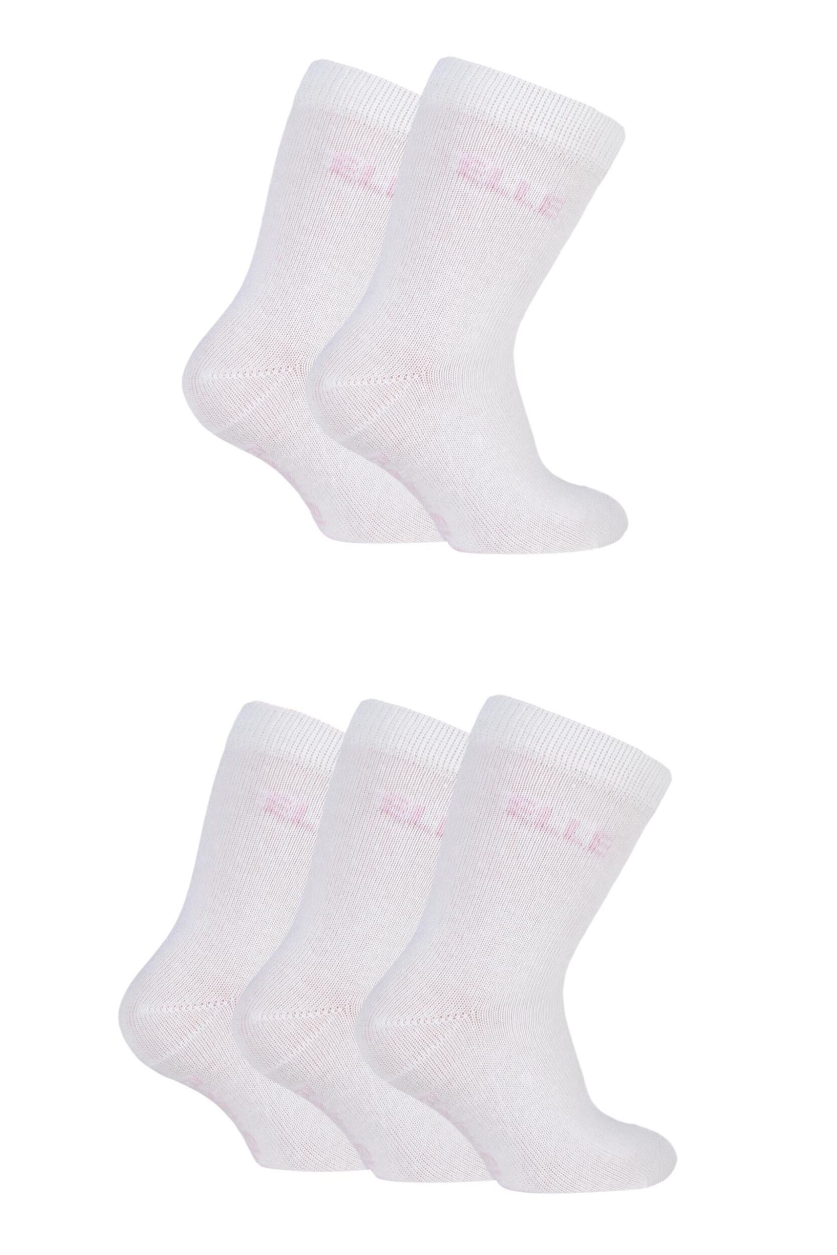 5 Pair White Baby White Plain Socks Girls 0-0 Baby (0-6 Months) - Elle