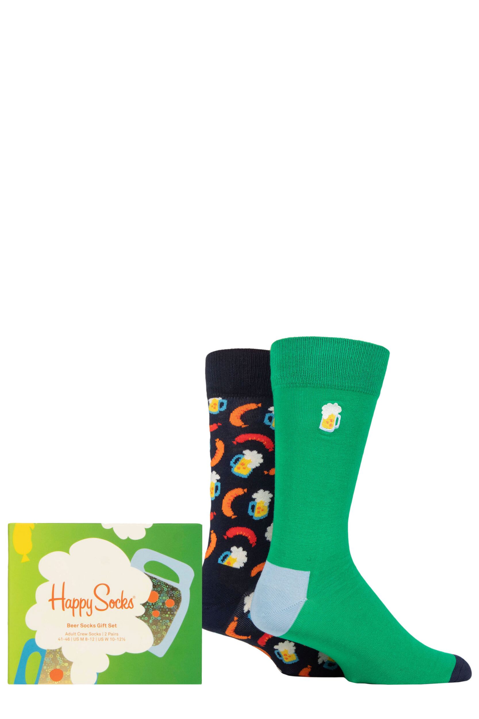 Happy Socks 2 Pair Beer Gift Boxed Socks Multi 4-7 Unisex