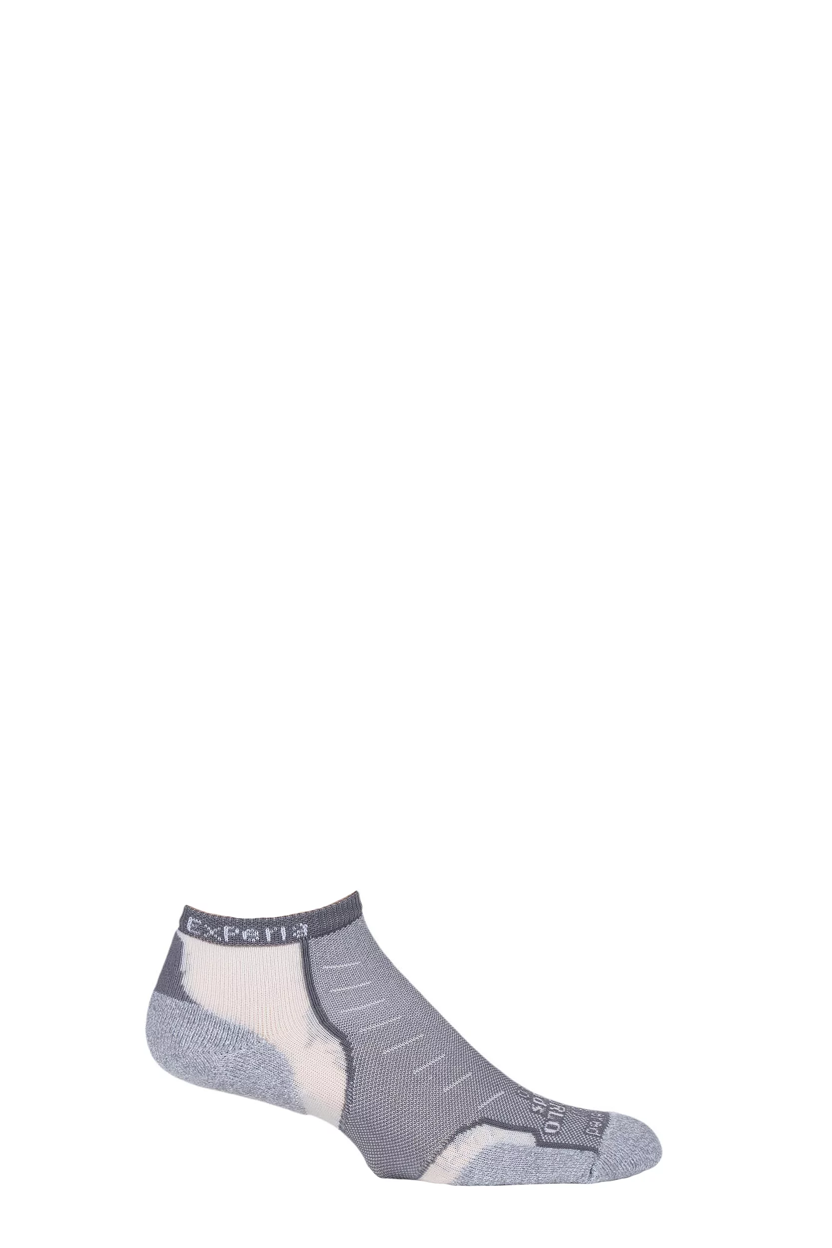 1 Pair Grey Experia By Cushioned Running Micro Mini Crew Socks Unisex 10-11 Unisex - Thorlos