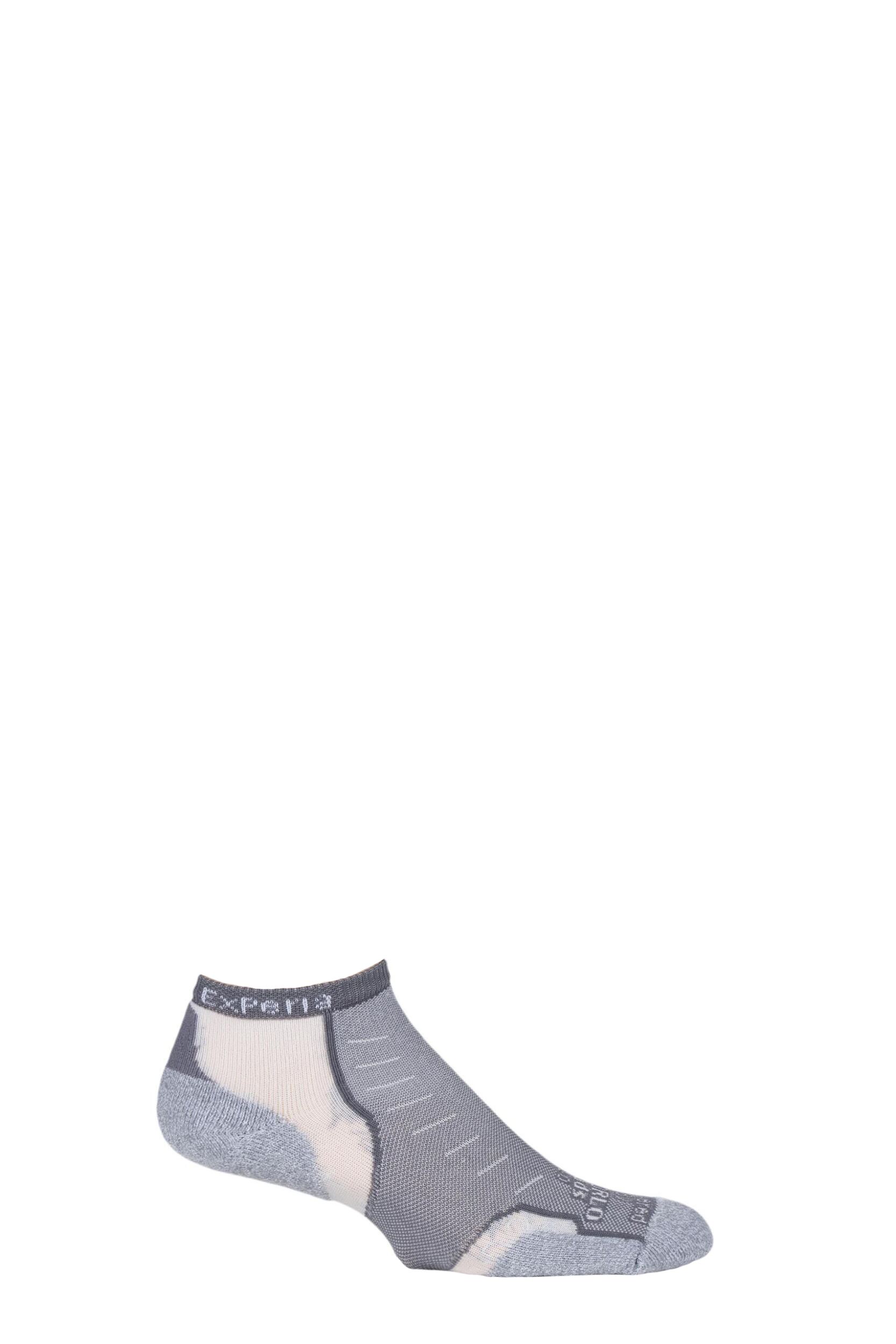 1 Pair Grey Experia By Cushioned Running Micro Mini Crew Socks Unisex 3-5.5 Unisex - Thorlos