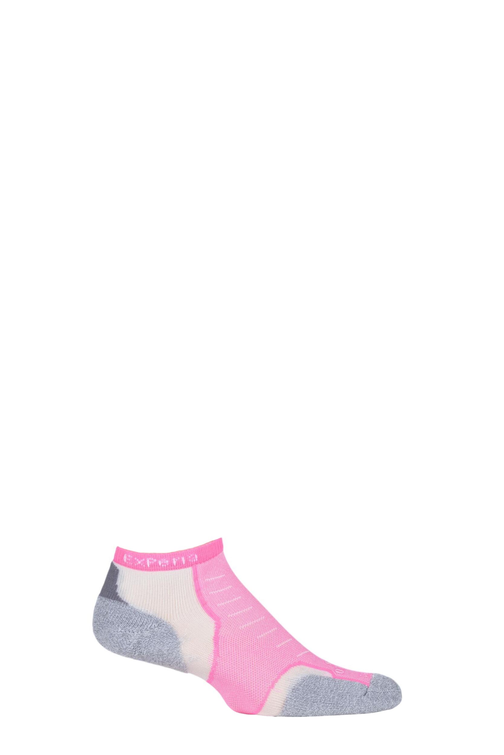 1 Pair Electric Pink Experia By Cushioned Running Micro Mini Crew Socks Unisex 3-5.5 Unisex - Thorlos