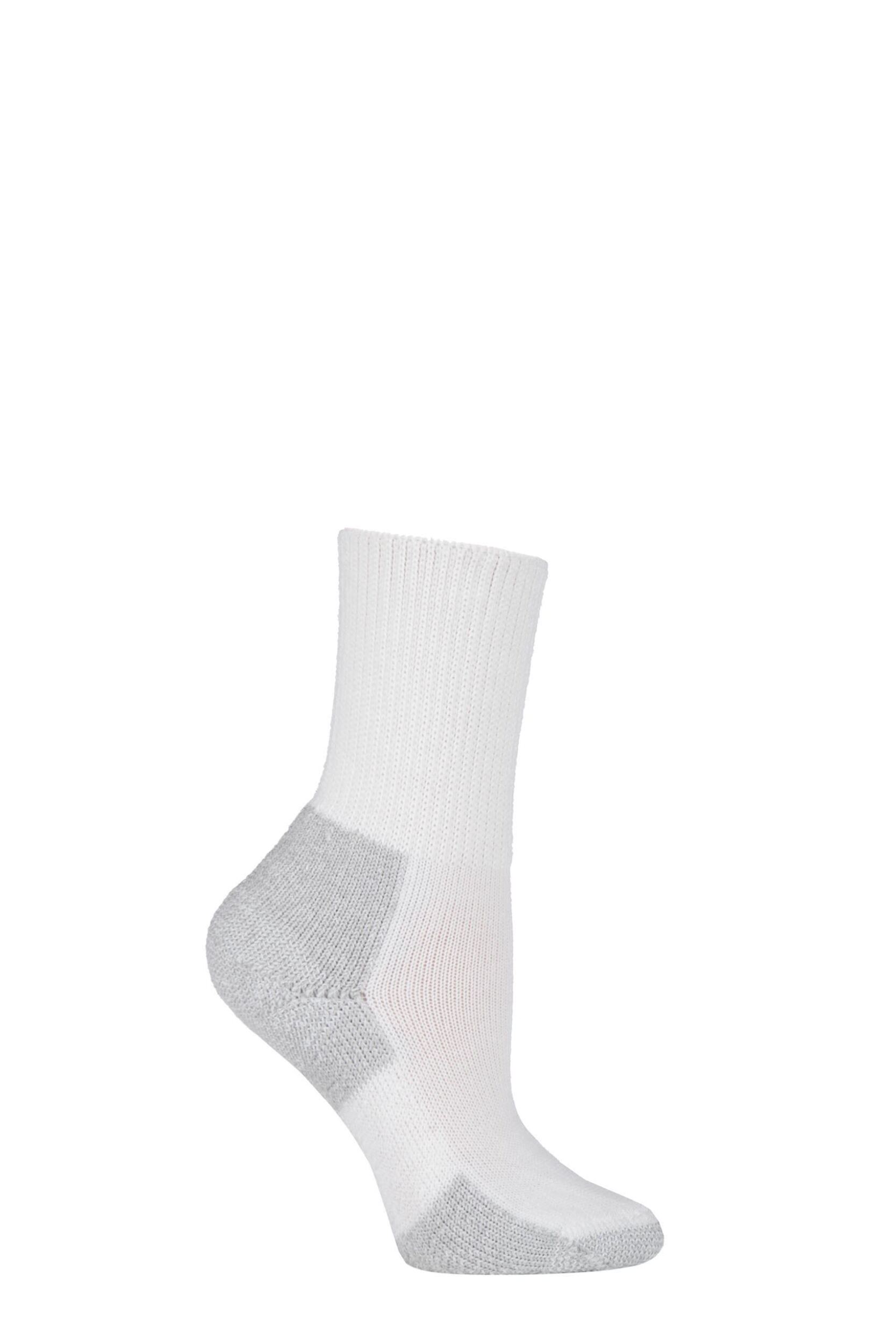 1 Pair White / Platinum Running Crew Socks with Thick Cushion Ladies 5-8 Ladies - Thorlos