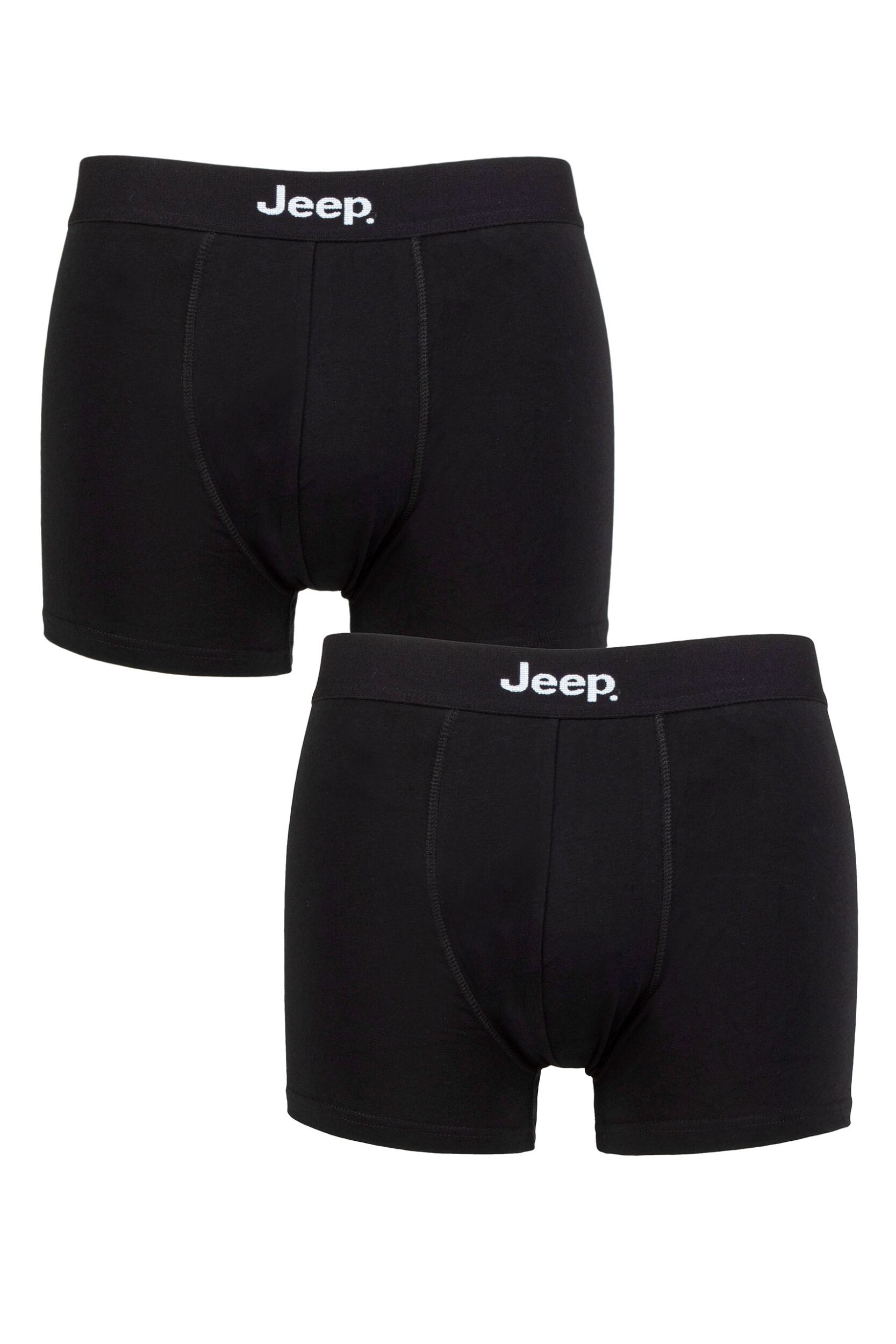 Mens 2 Pack Jeep Cotton Plain Fitted Hipster Trunks Black / Black S