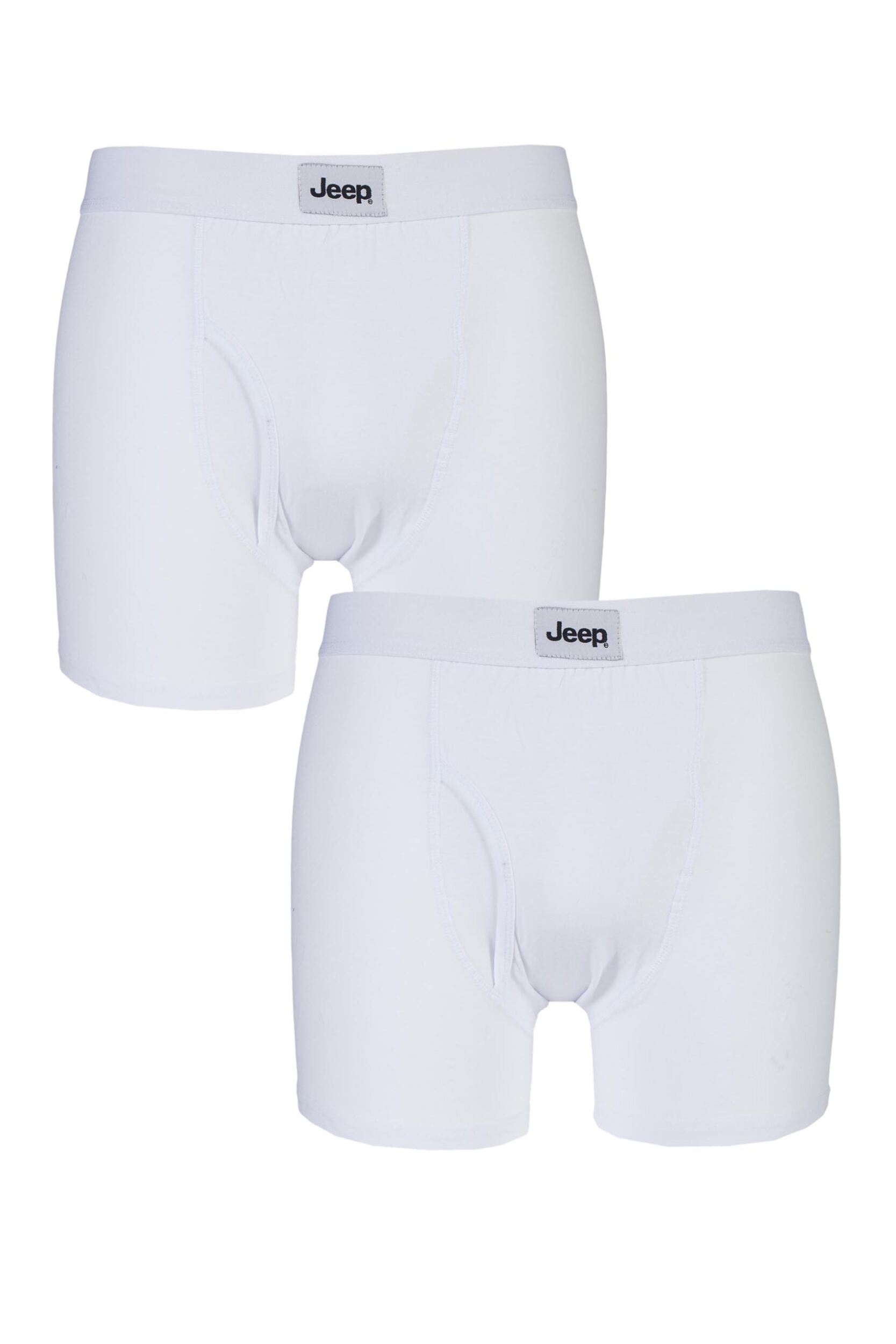 2 Pack White Cotton Plain Fitted Key Hole Trunk Boxer Shorts Men's Small - Jeep