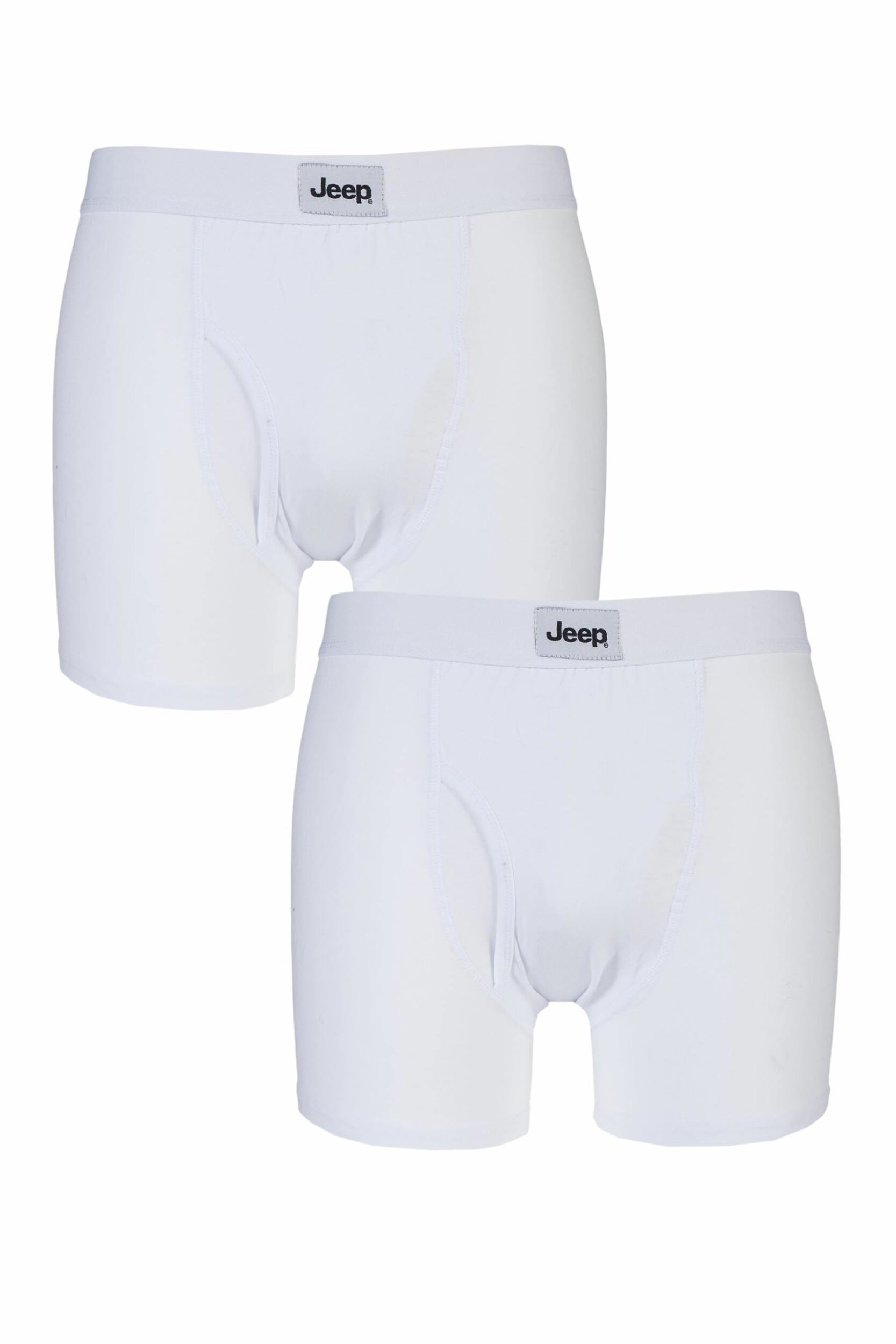 2 Pack White Cotton Plain Fitted Key Hole Trunk Boxer Shorts Men's Extra Large - Jeep