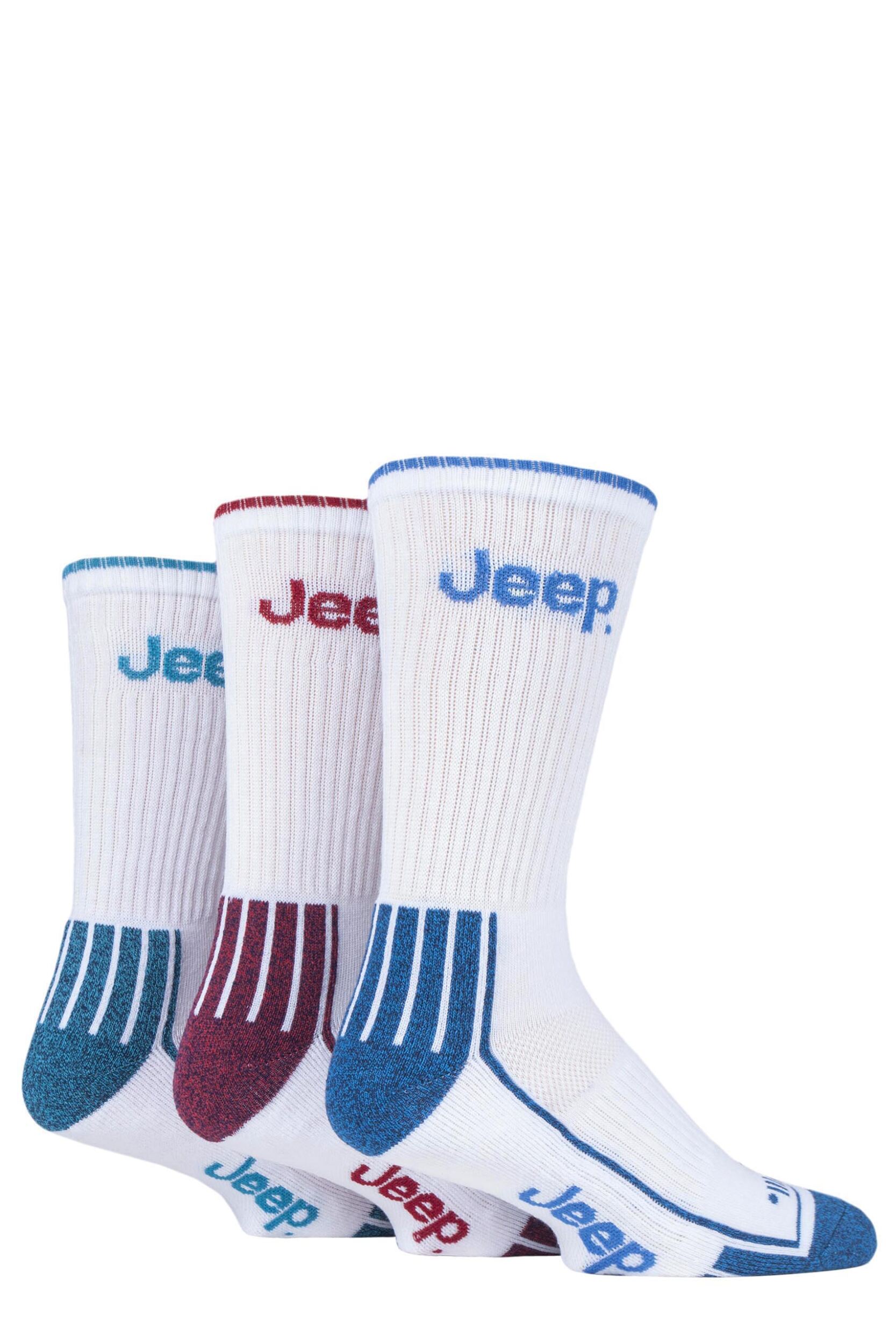 3 Pair White Crew Sport Socks Men's 6-11 Mens - Jeep