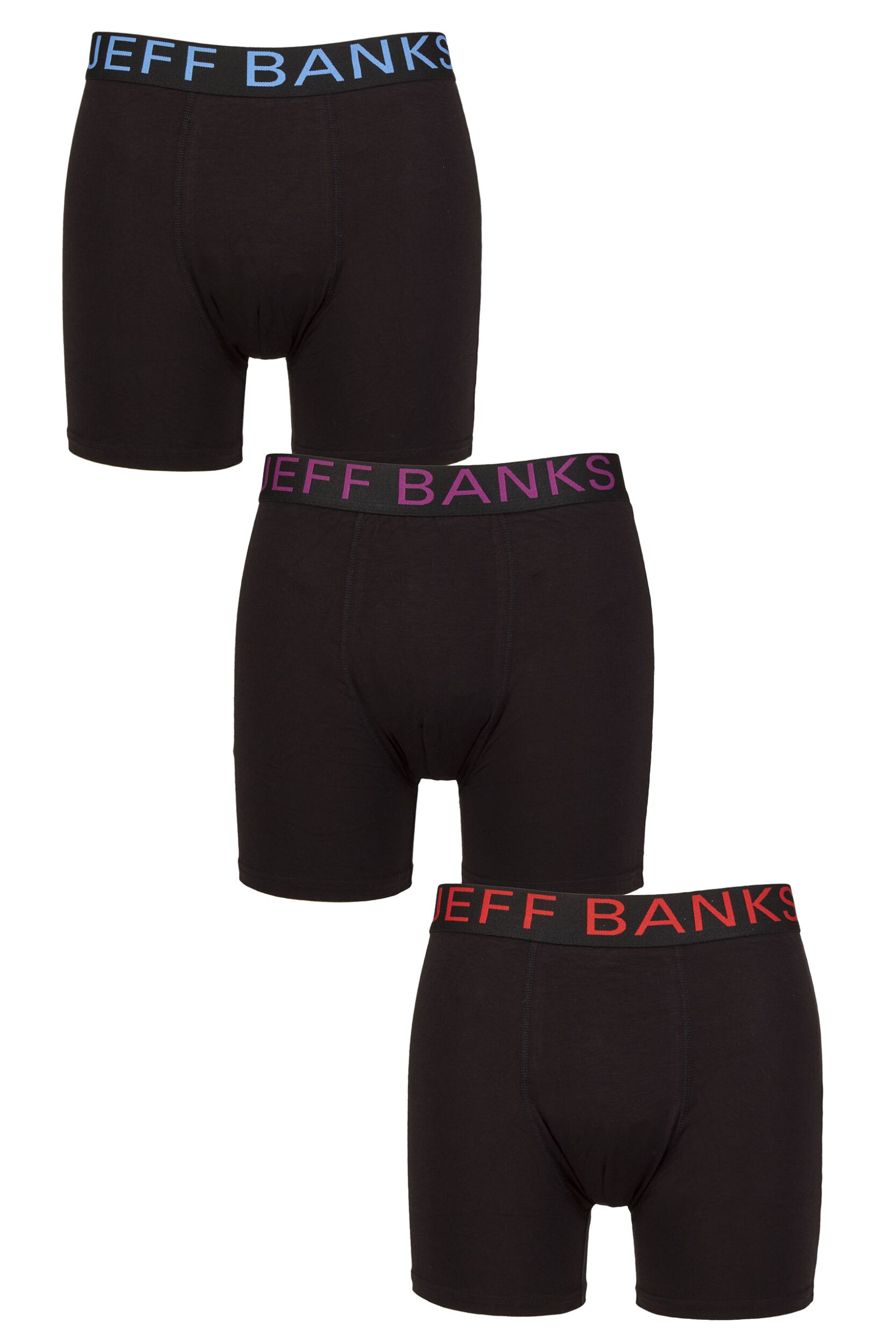 Image of Mens 3 Pack Jeff Banks Plain Bamboo Trunks Black XL