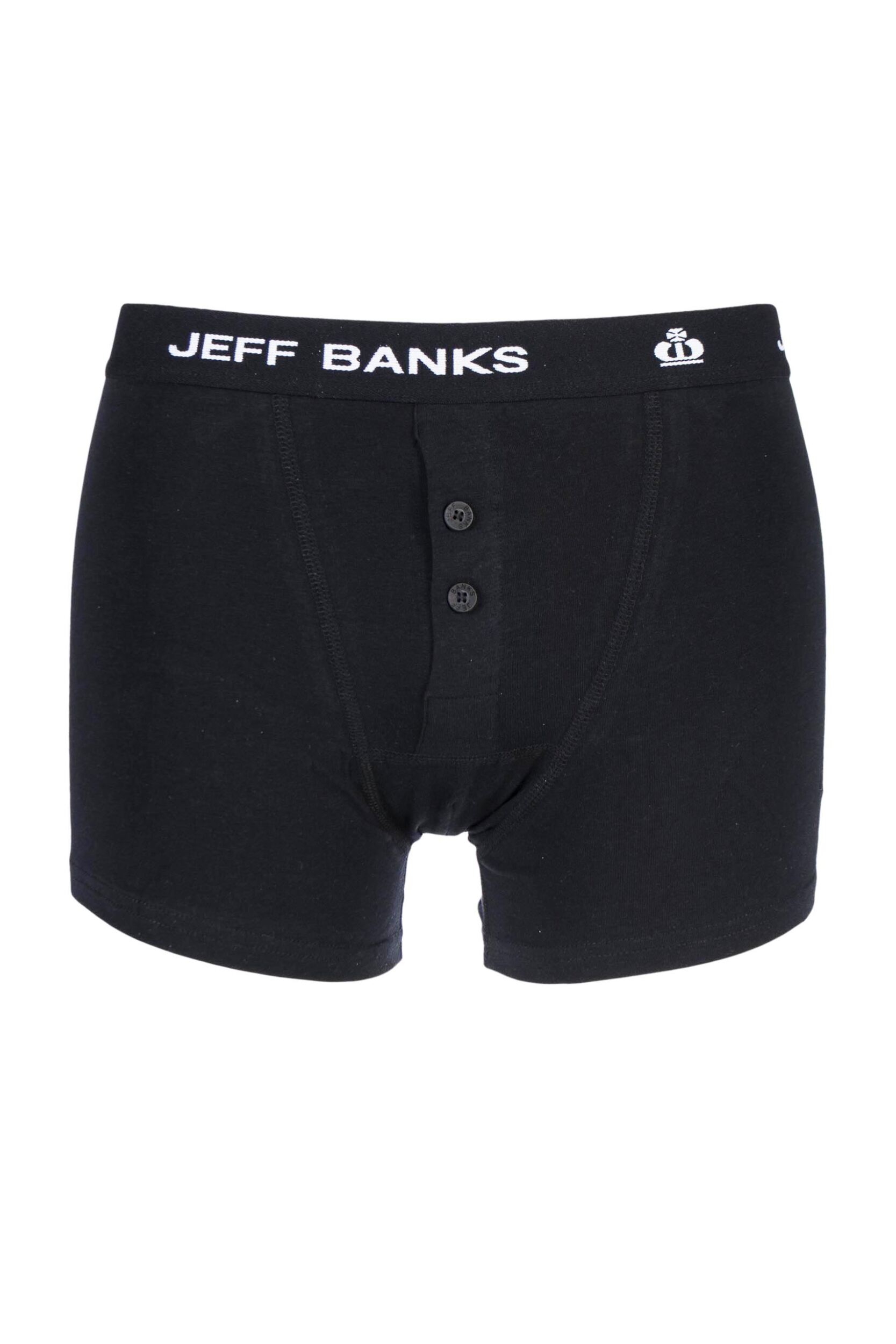 1 Pack Black Leeds Buttoned* Cotton Boxer Shorts Men's Small - Jeff Banks