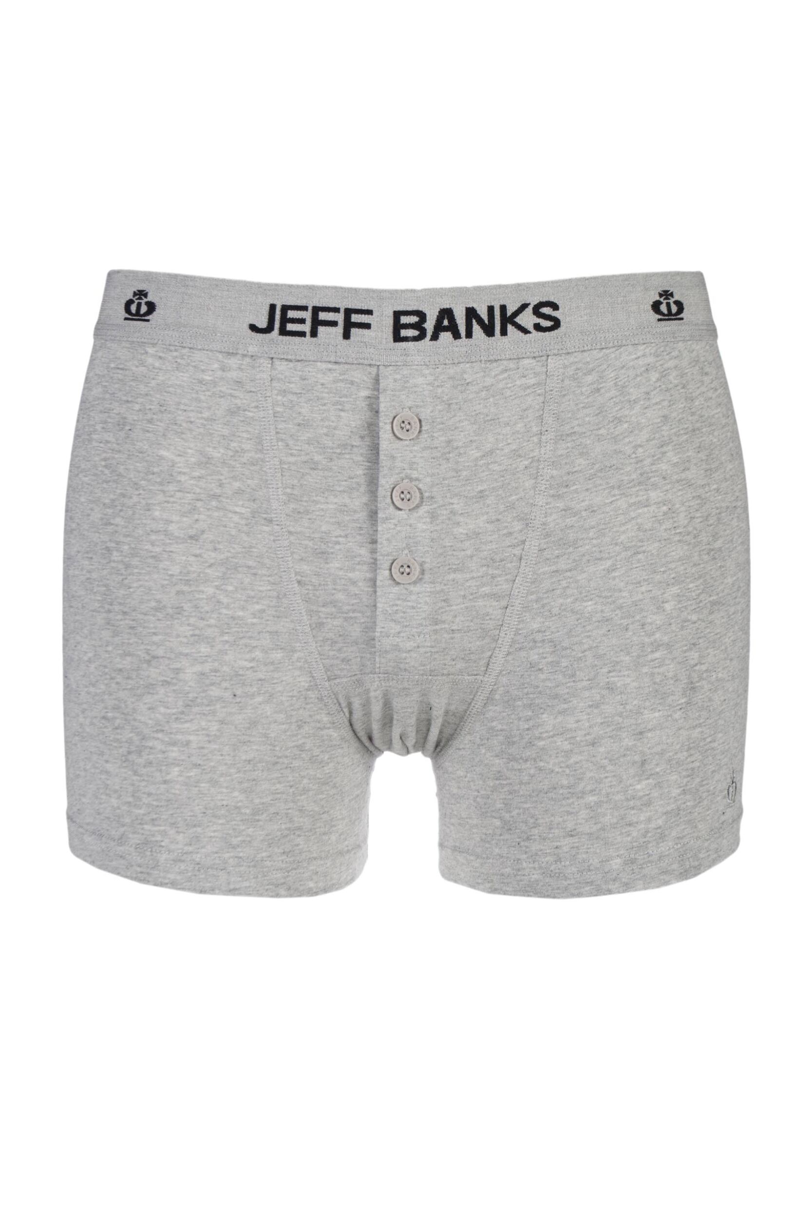 1 Pack Grey Leeds Buttoned* Cotton Boxer Shorts Men's Small - Jeff Banks