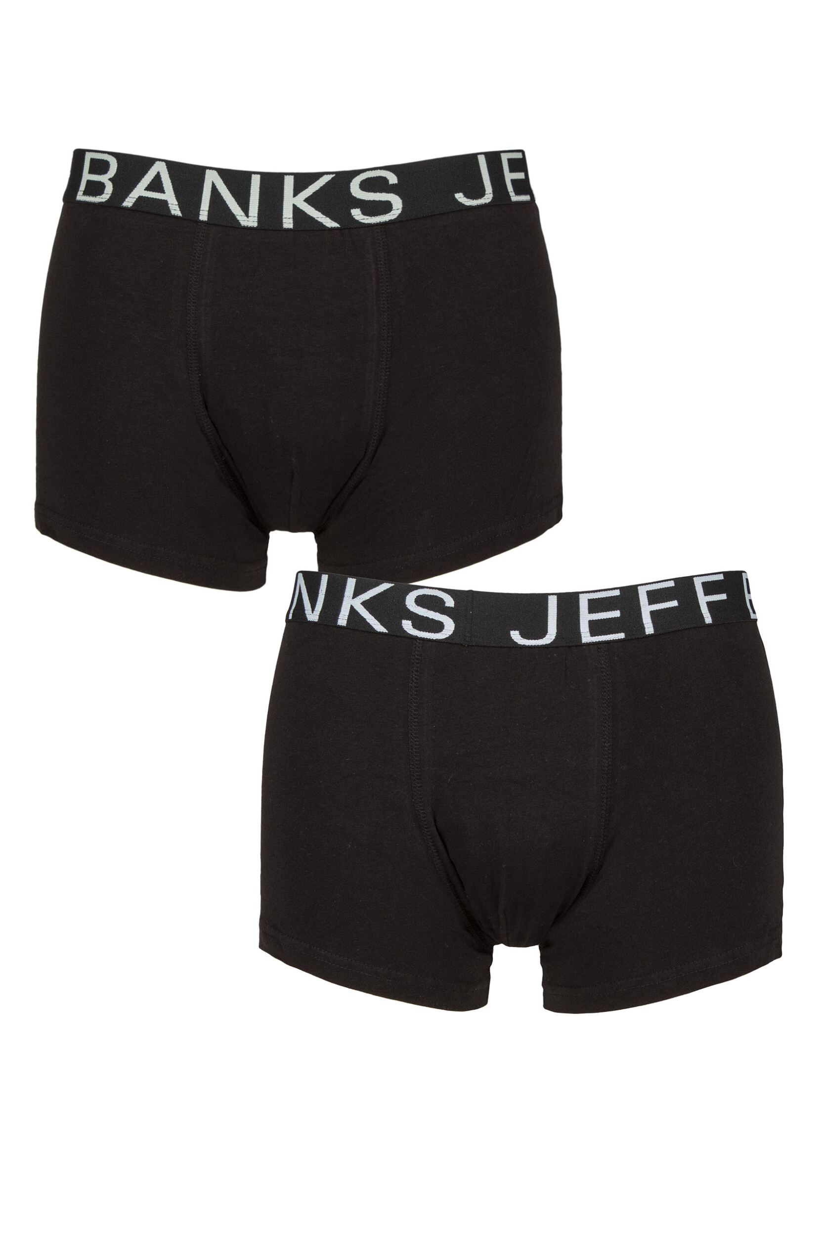 Image of Mens 2 Pack Jeff Banks Cotton Trunks Black L