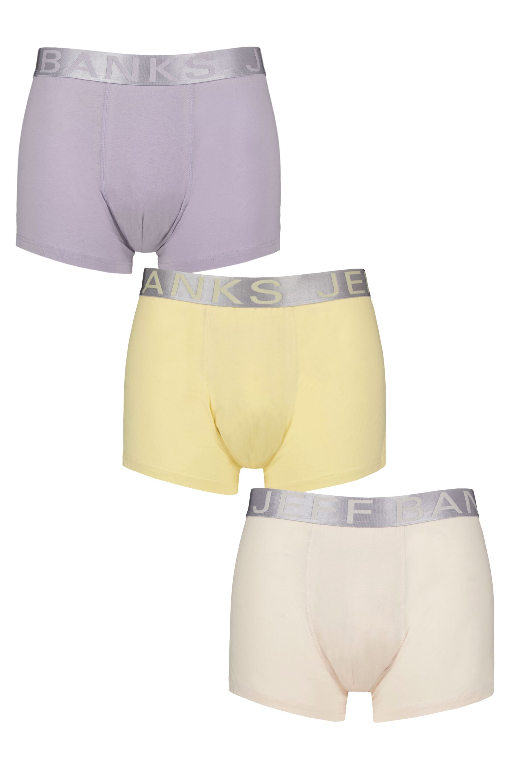Mens 3 Pack Jeff Banks Cotton Pastel Trunks Pastel Lilac S