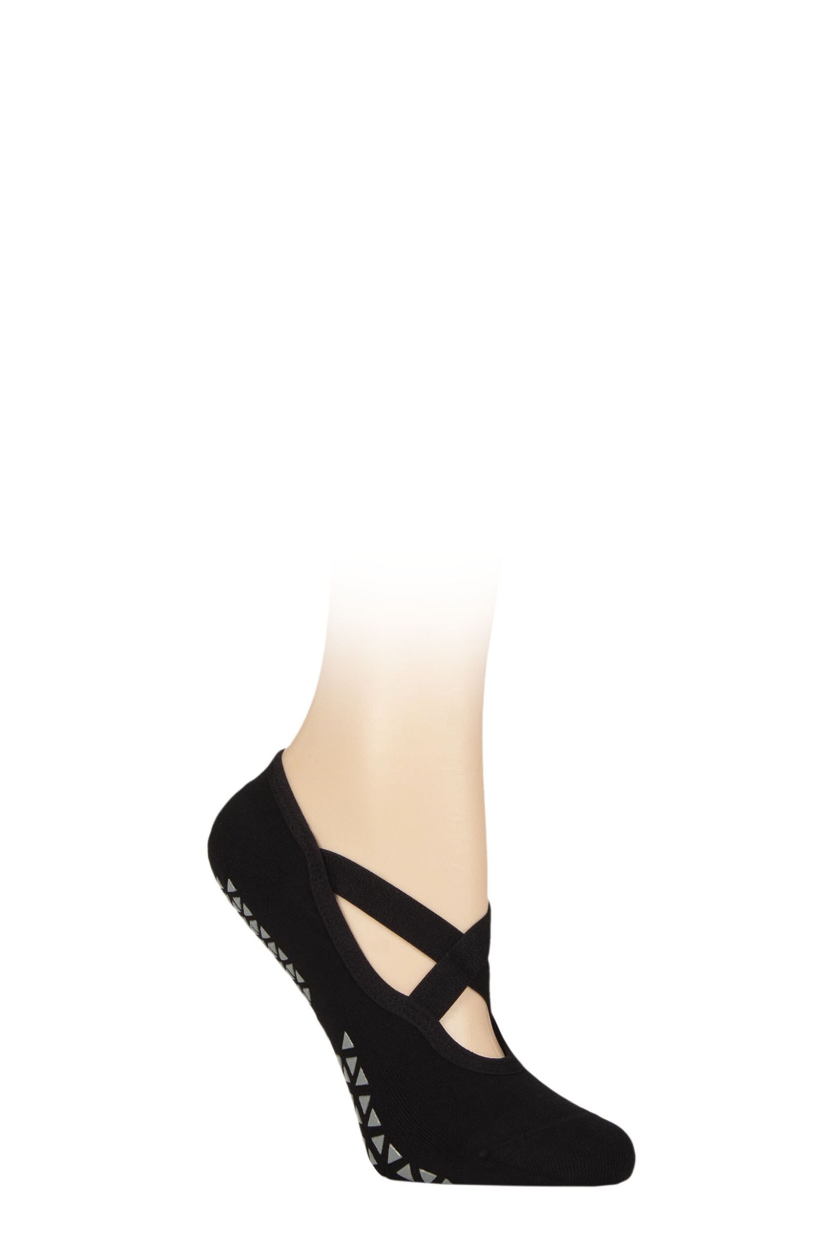 Women's 1 Pair Tavi Noir Full Toe Organic Cotton Chloe Ballet Slippers Socks with Grip Ebony 3-5.5 Ladies