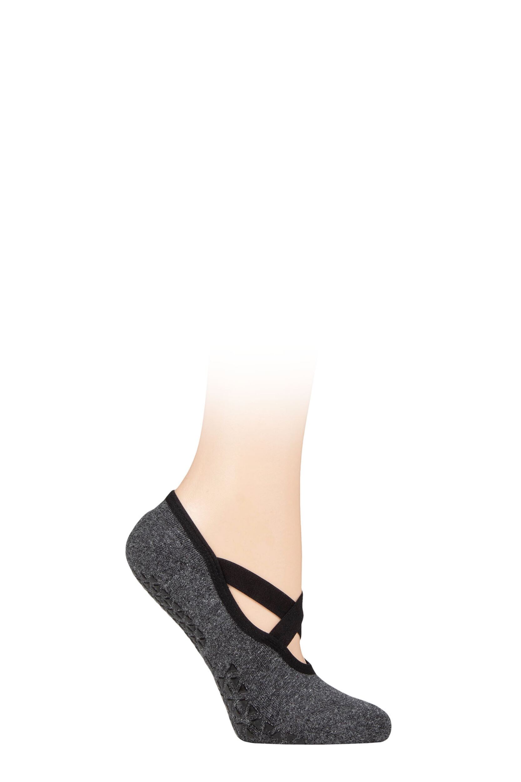 Women's 1 Pair Tavi Noir Full Toe Organic Cotton Chloe Ballet Slippers Socks with Grip Shadow M