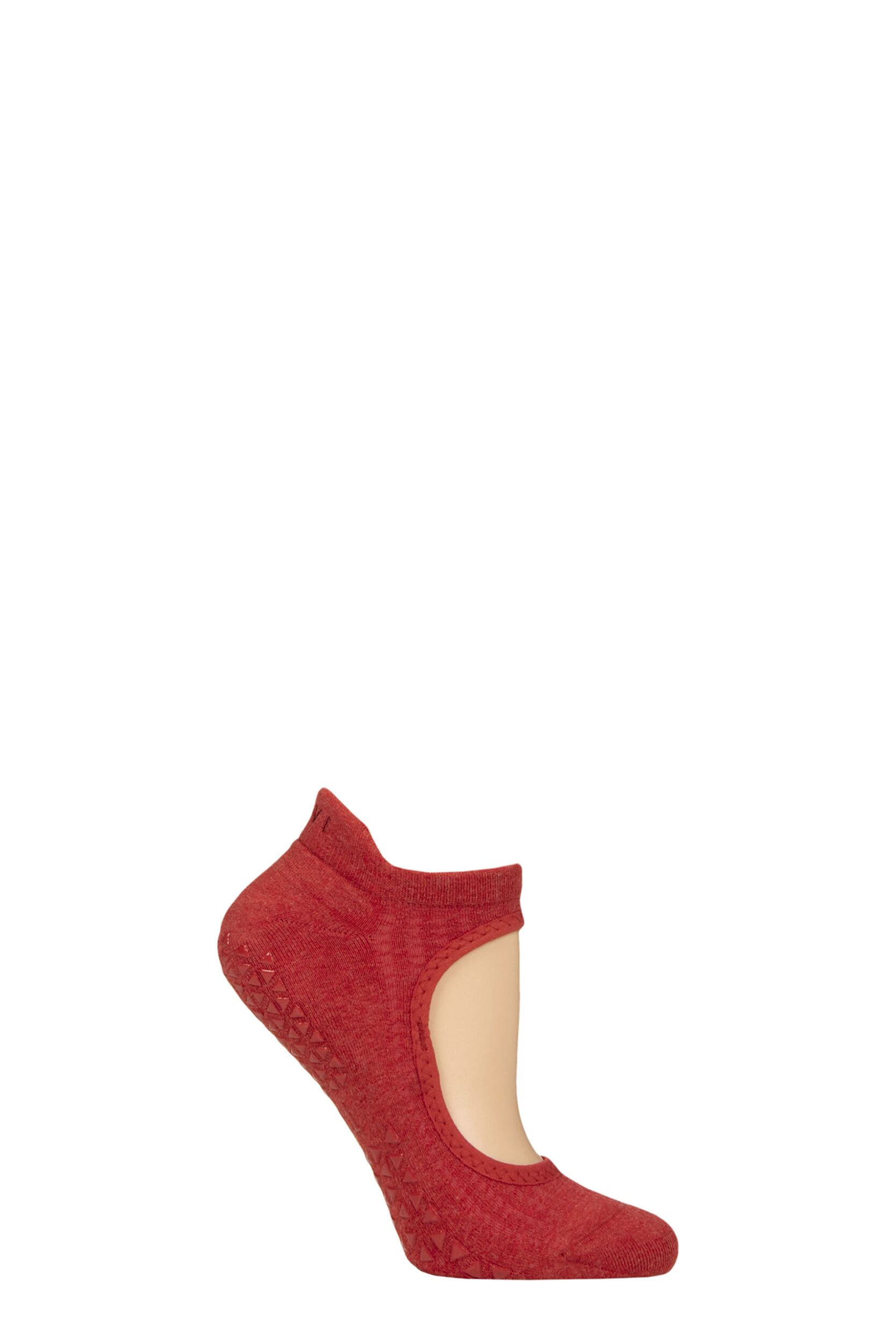 Women's 1 Pair Tavi Noir Emma Breeze Organic Cotton Yoga Socks with Grip Spice Medium