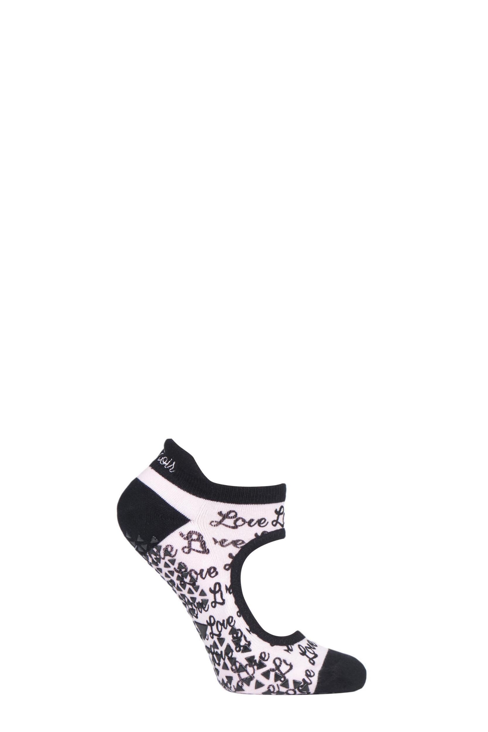 1 Pair Lovely Emma Organic Cotton Yoga Socks with Grip Ladies Medium - Tavi Noir