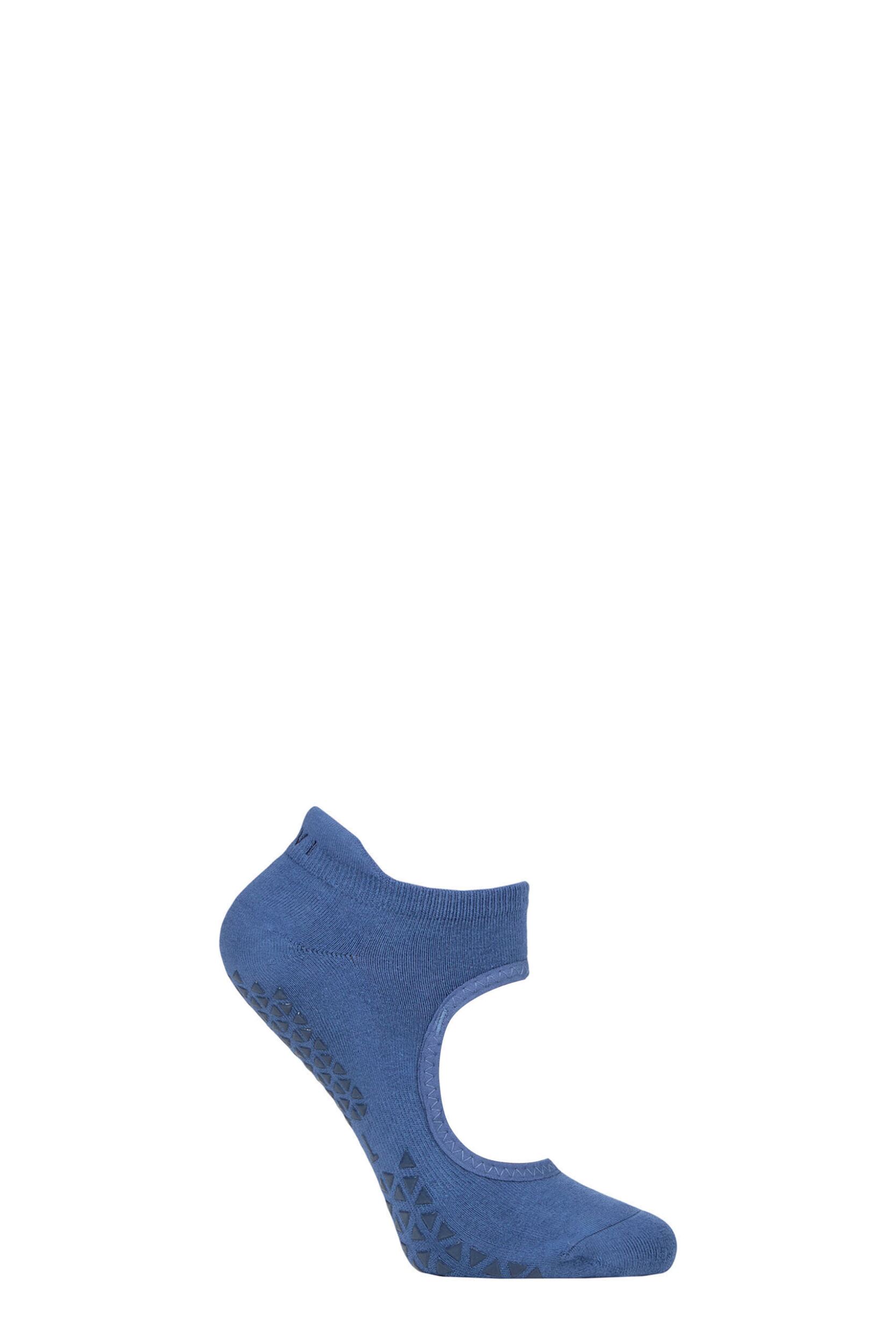 Women's 1 Pair Tavi Noir Emma Organic Cotton Yoga Socks with Grip Sapphire M