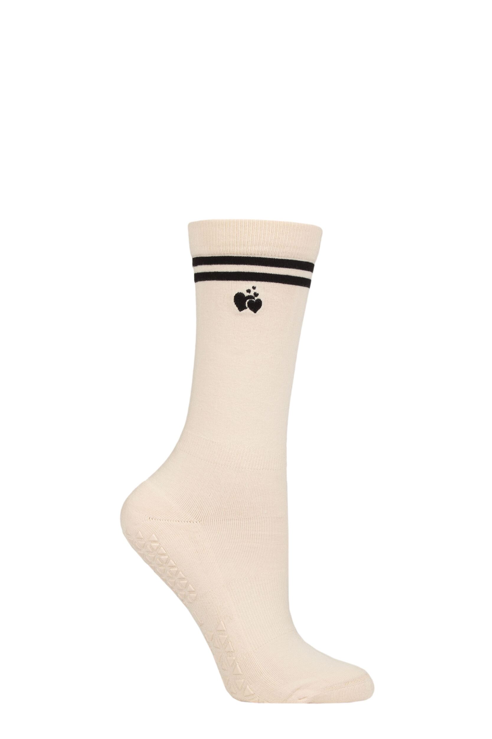 Women's 1 Pair Tavi Noir Jess Grip Socks Heart To Heart 6-8.5 Ladies