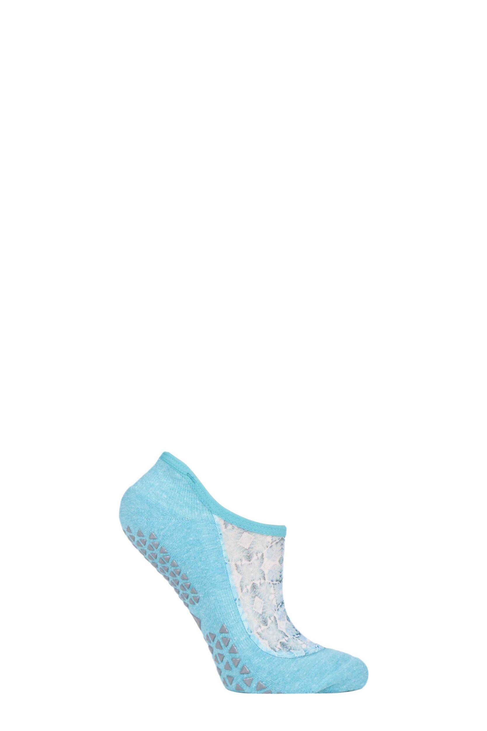 1 Pair Coast Maddie Organic Cotton Sheer Top Yoga Socks with Grip Ladies Medium - Tavi Noir