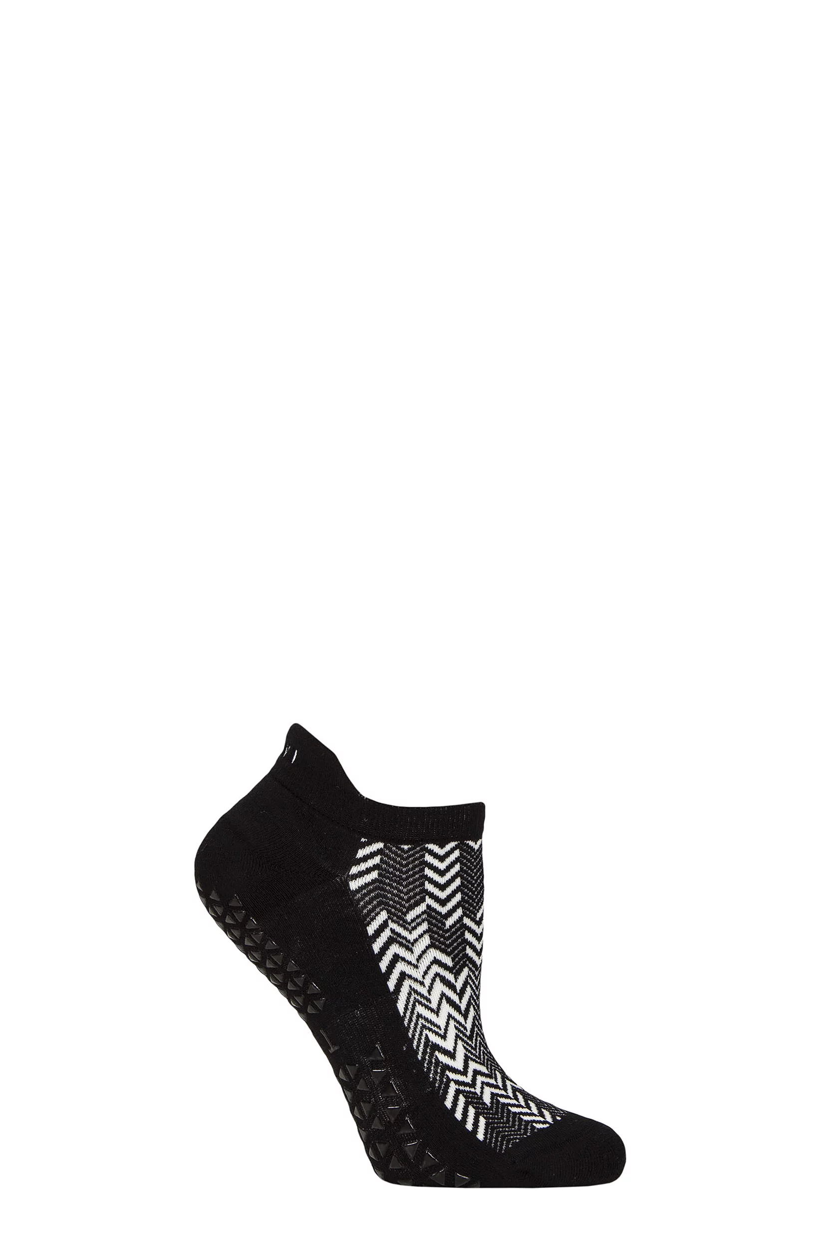 Women's 1 Pair Tavi Noir Savvy Organic Cotton Low Rise Yoga Socks with Grip Black Ice Medium