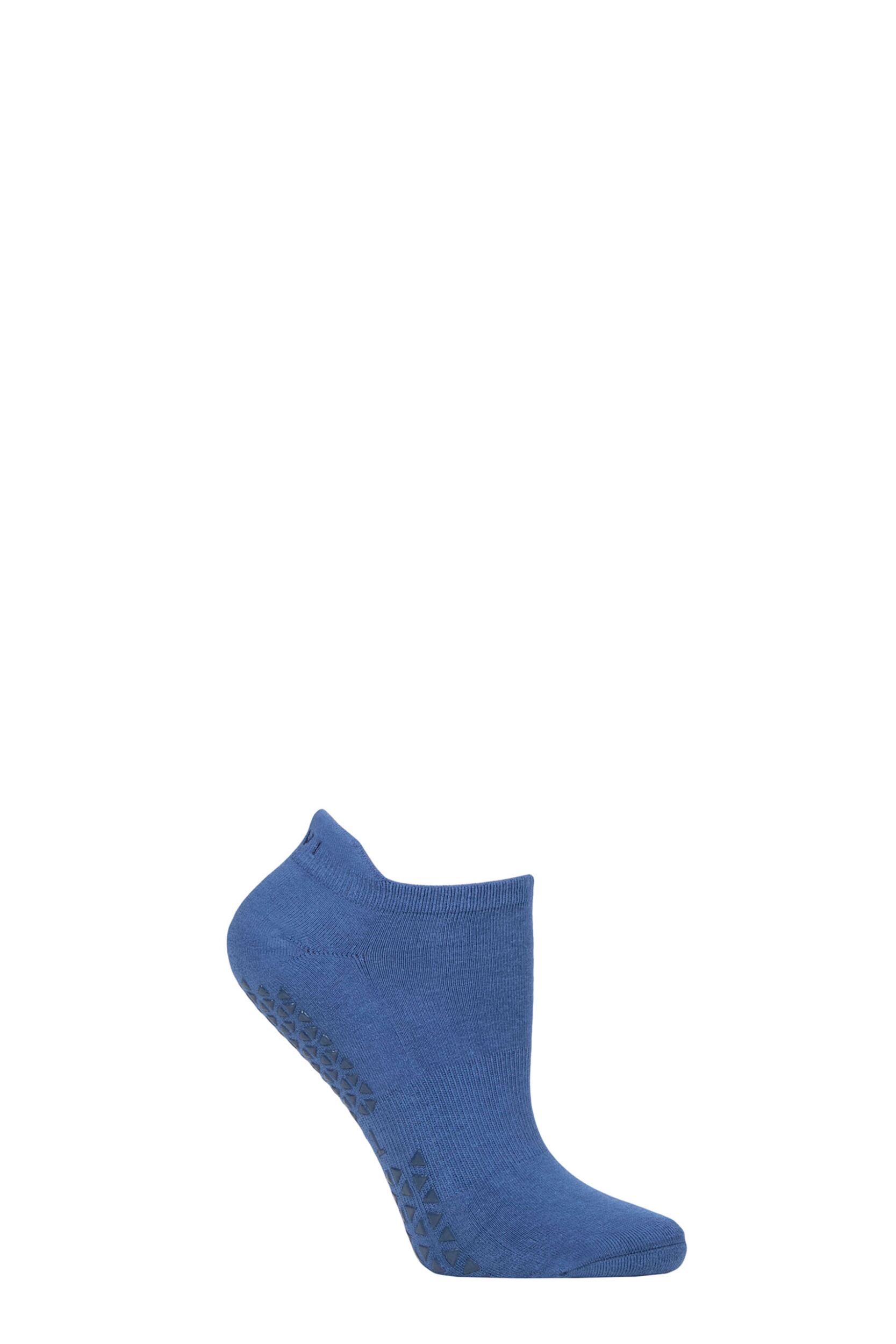 Women's 1 Pair Tavi Noir Savvy Organic Cotton Low Rise Yoga Socks with Grip Sapphire S