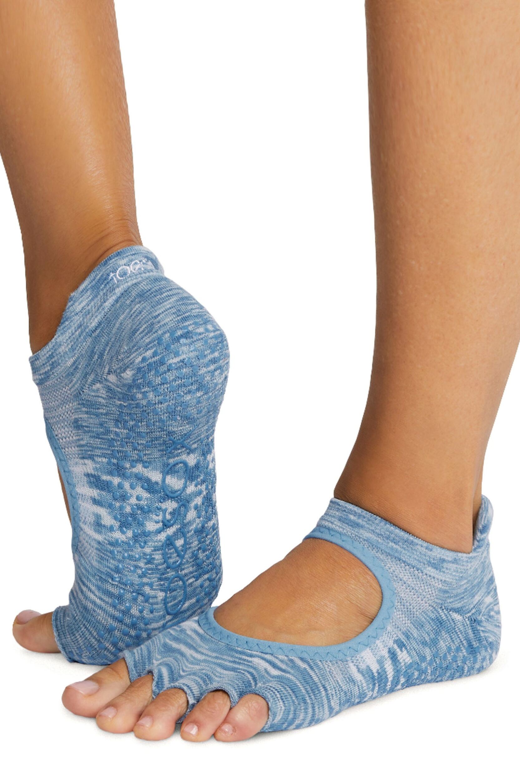 Women's 1 Pair ToeSox Organic Cotton Bellarina Tec Full Toe Grip Socks Elevate S