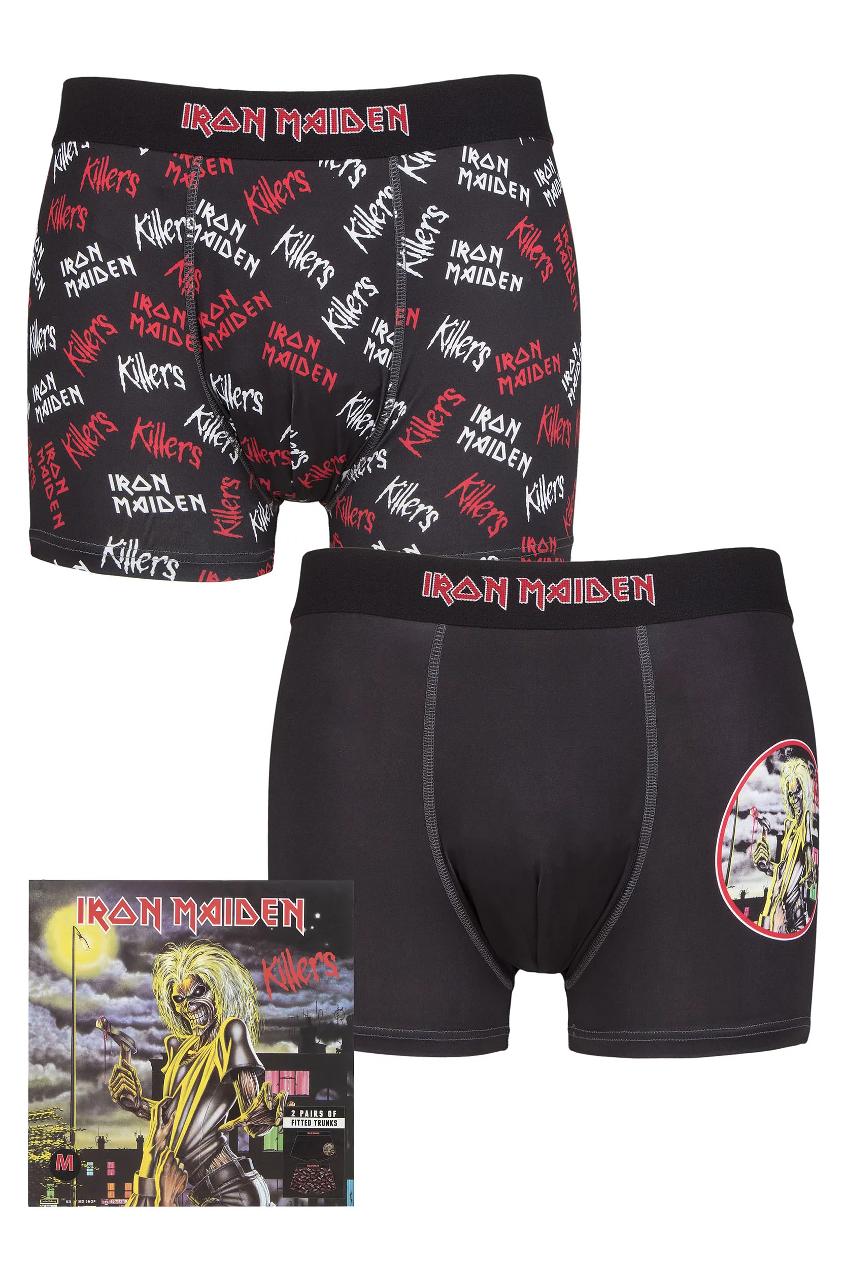Iron Maiden 2 Pack Exclusive to SOCKSHOP Gift Boxed Boxer Shorts Black Small