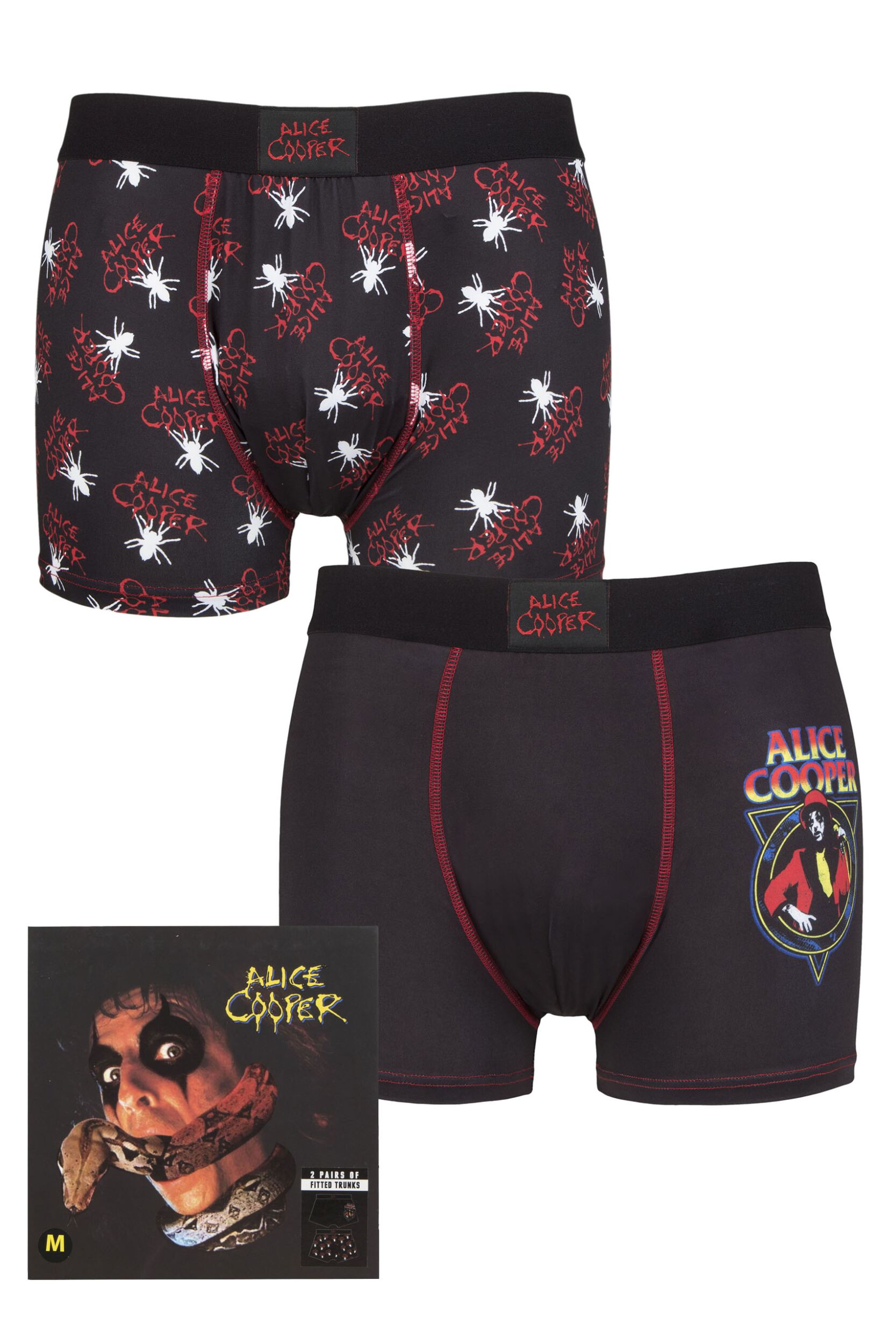 Alice Cooper 2 Pack Exclusive to SOCKSHOP Gift Boxed Boxer Shorts Black Extra Large