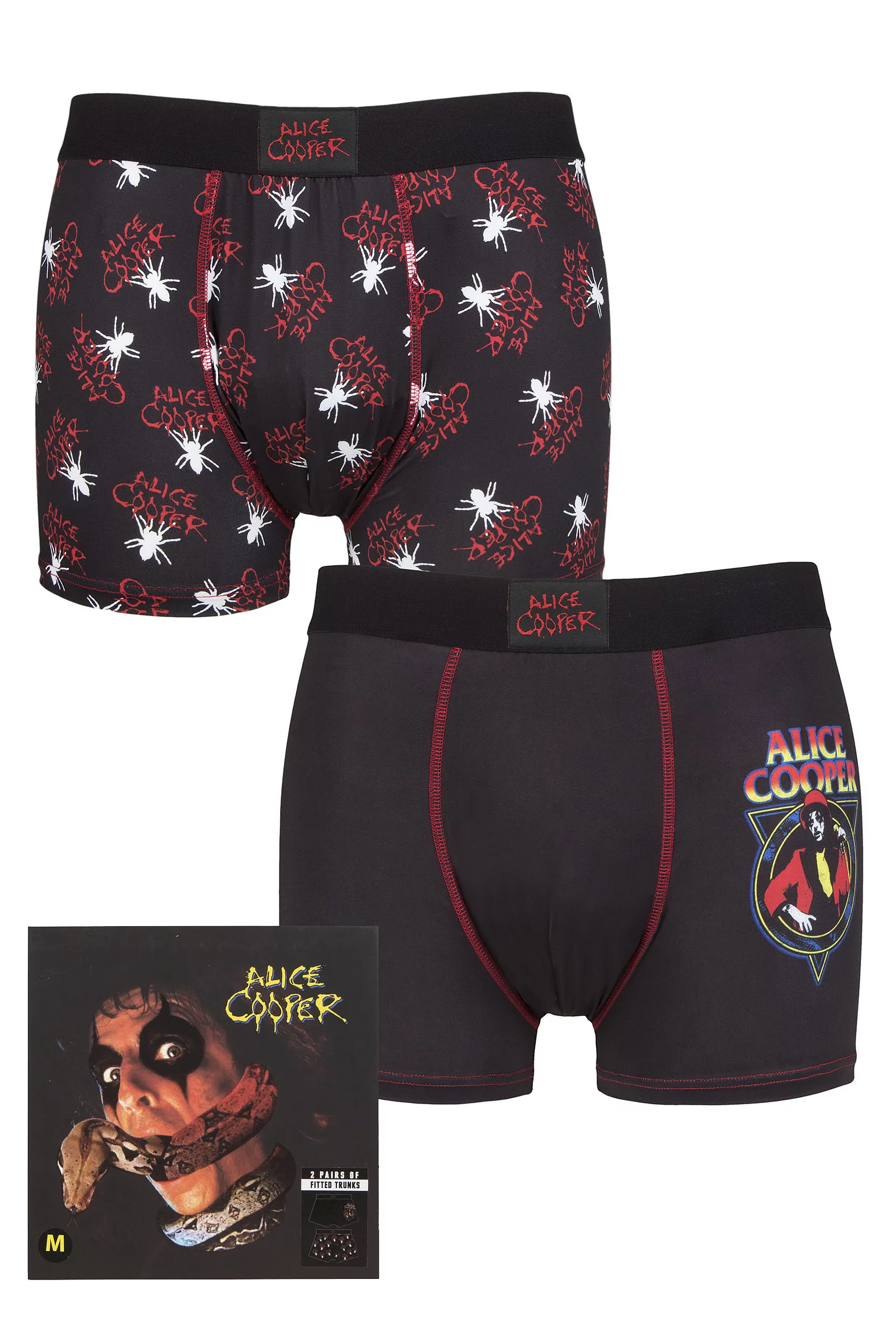 Alice Cooper 2 Pack Exclusive to SOCKSHOP Gift Boxed Boxer Shorts Black Medium