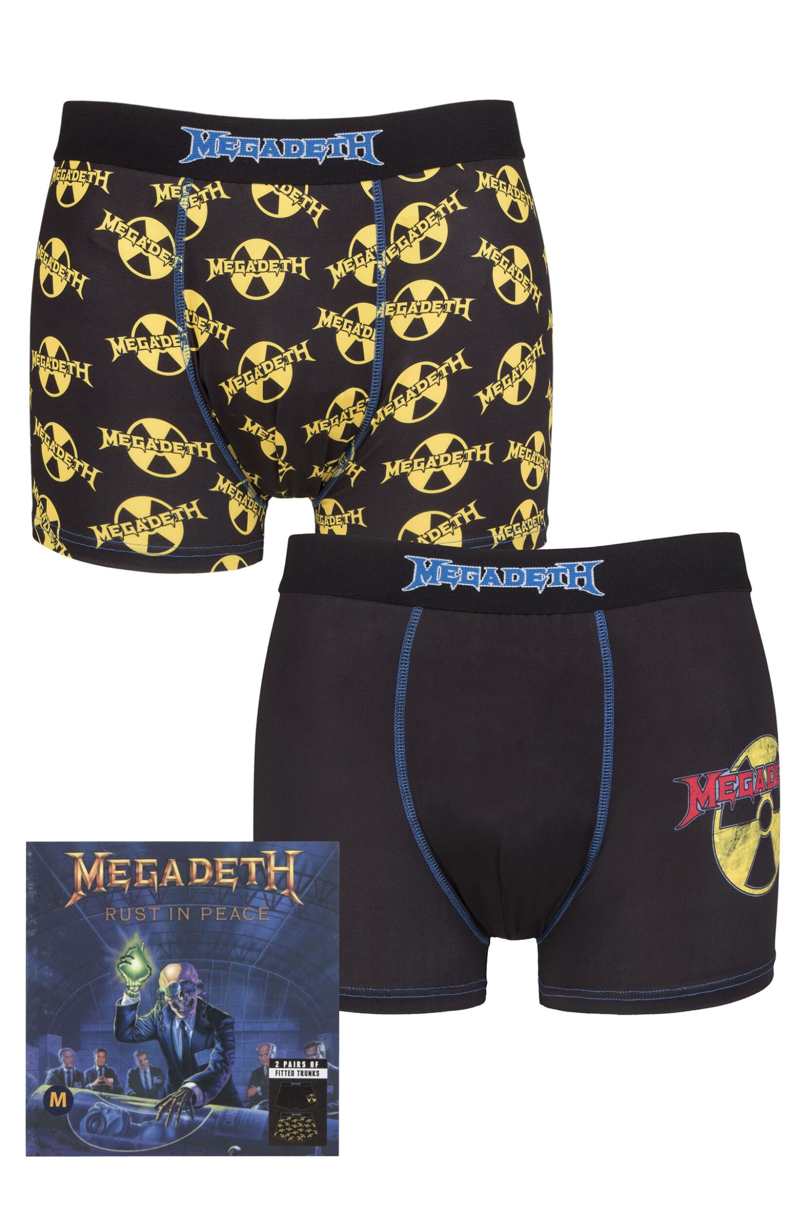 Megadeth 2 Pack Exclusive to SOCKSHOP Gift Boxed Boxer Shorts Black Small