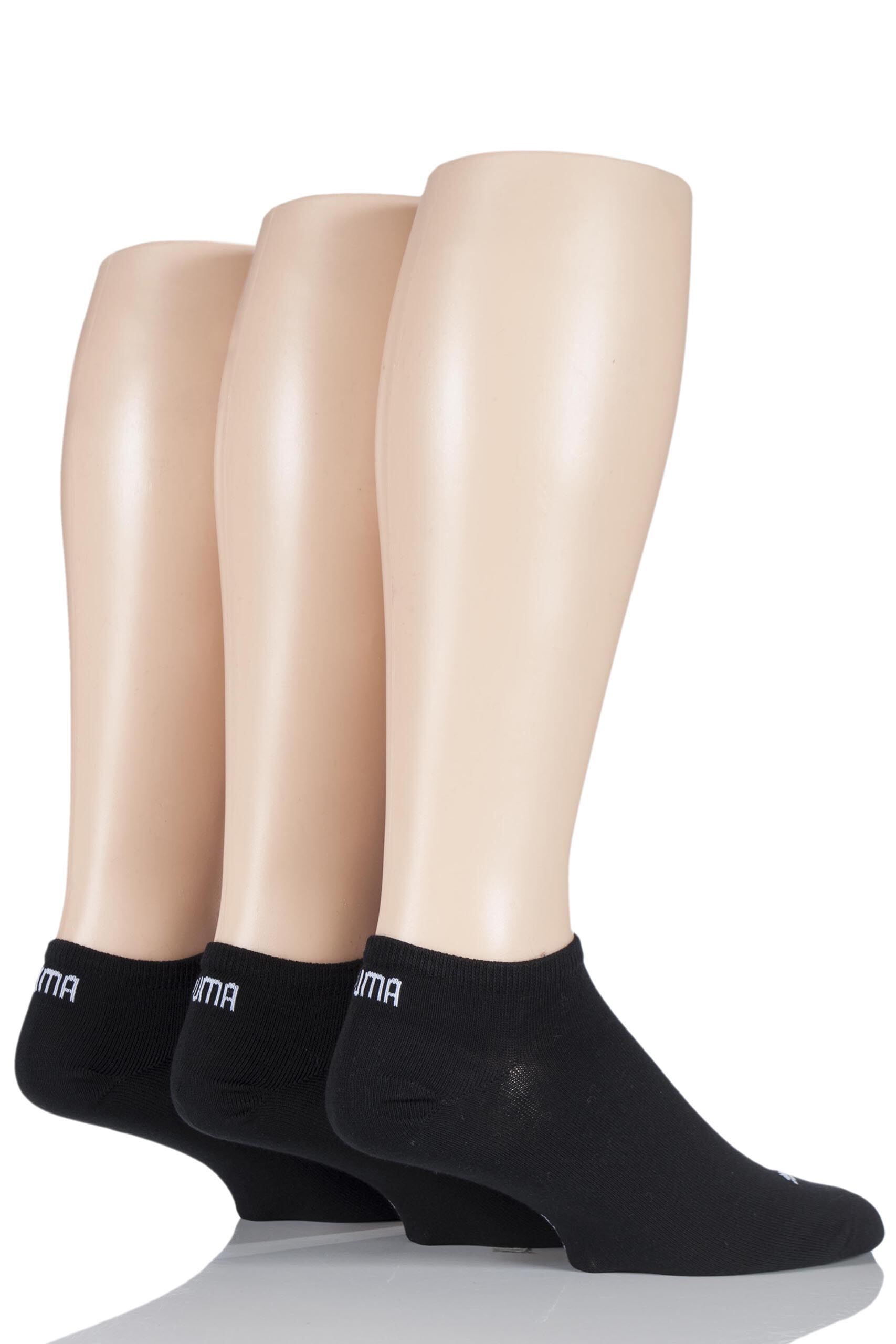 Image of 3 Pair Black Invisible Sneaker Socks Unisex 6-8 Unisex - Puma