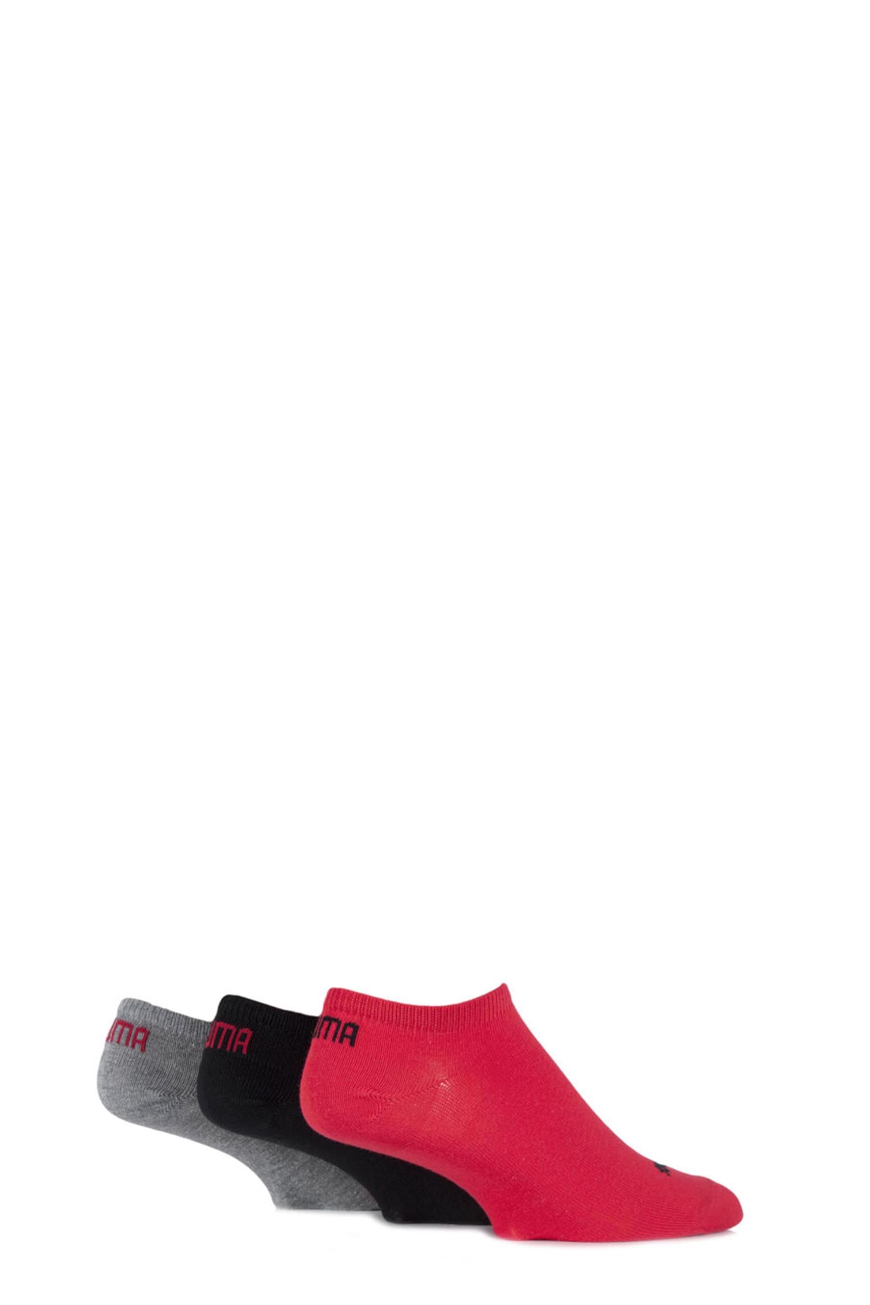 Image of 3 Pair Black / Red / Grey Invisible Sneaker Socks Unisex 6-8 Unisex - Puma
