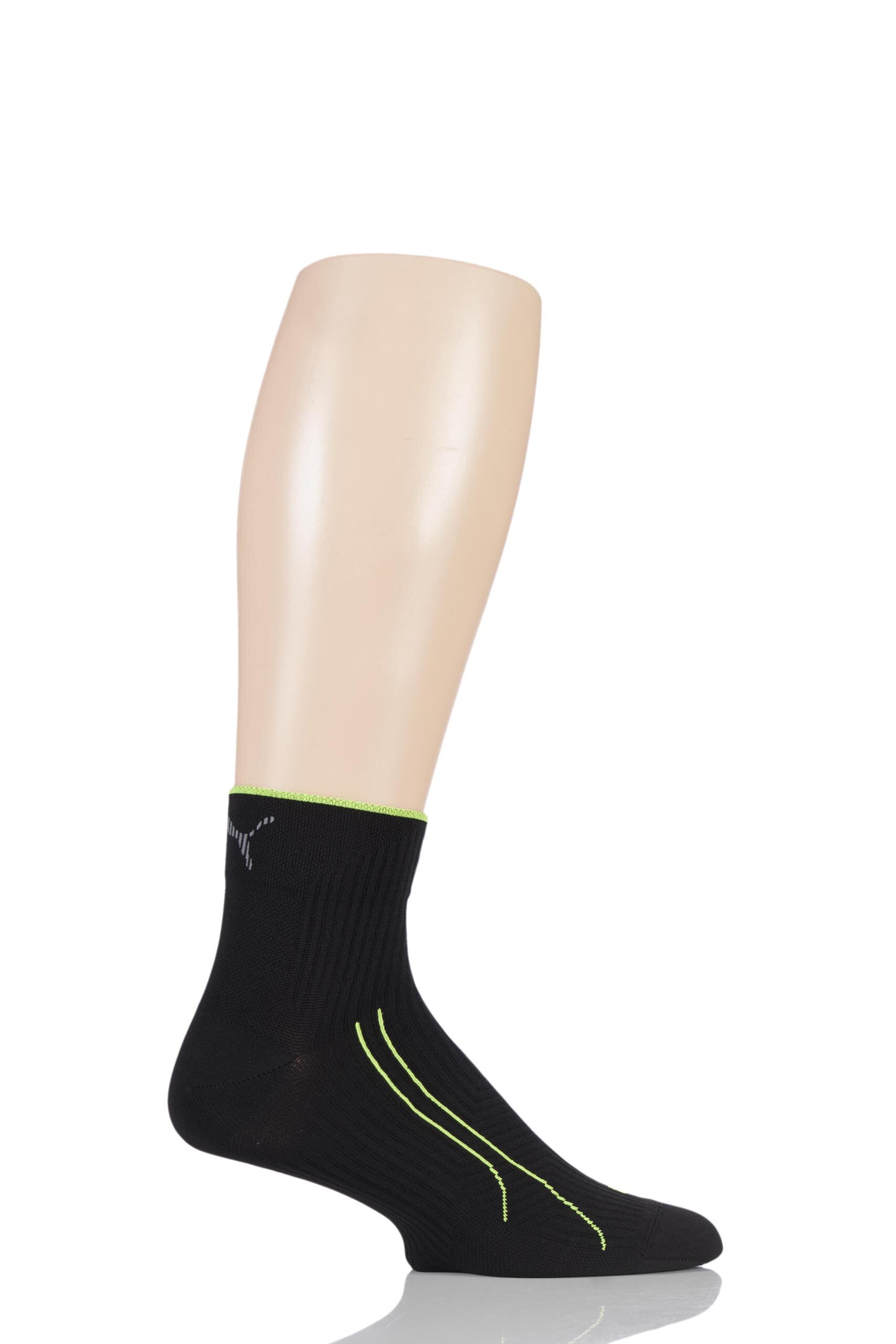 Image of 1 Pair Black Performance Running Compression Quarter Socks with Tactel Unisex 6-8 Unisex - Puma