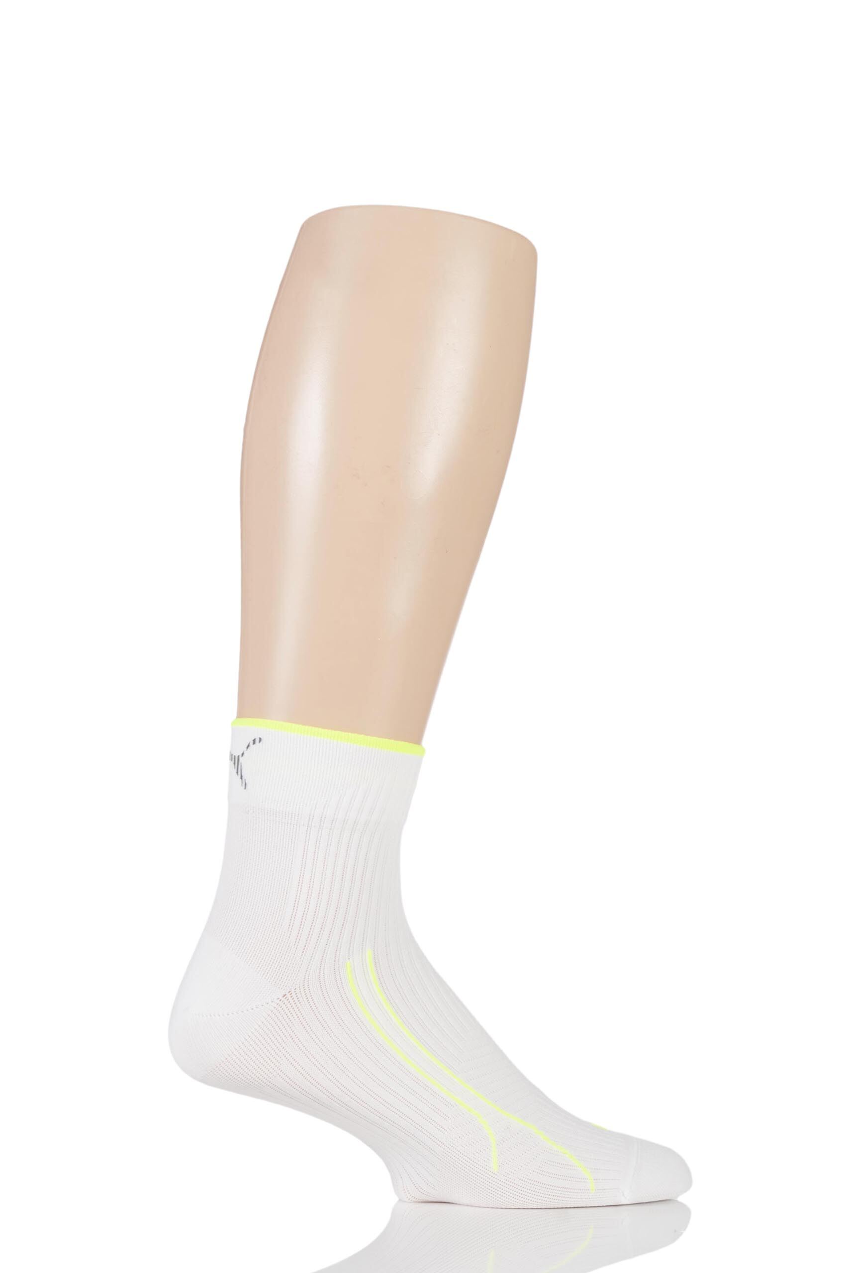 Image of 1 Pair White Performance Running Compression Quarter Socks with Tactel Unisex 2.5-5 Unisex - Puma