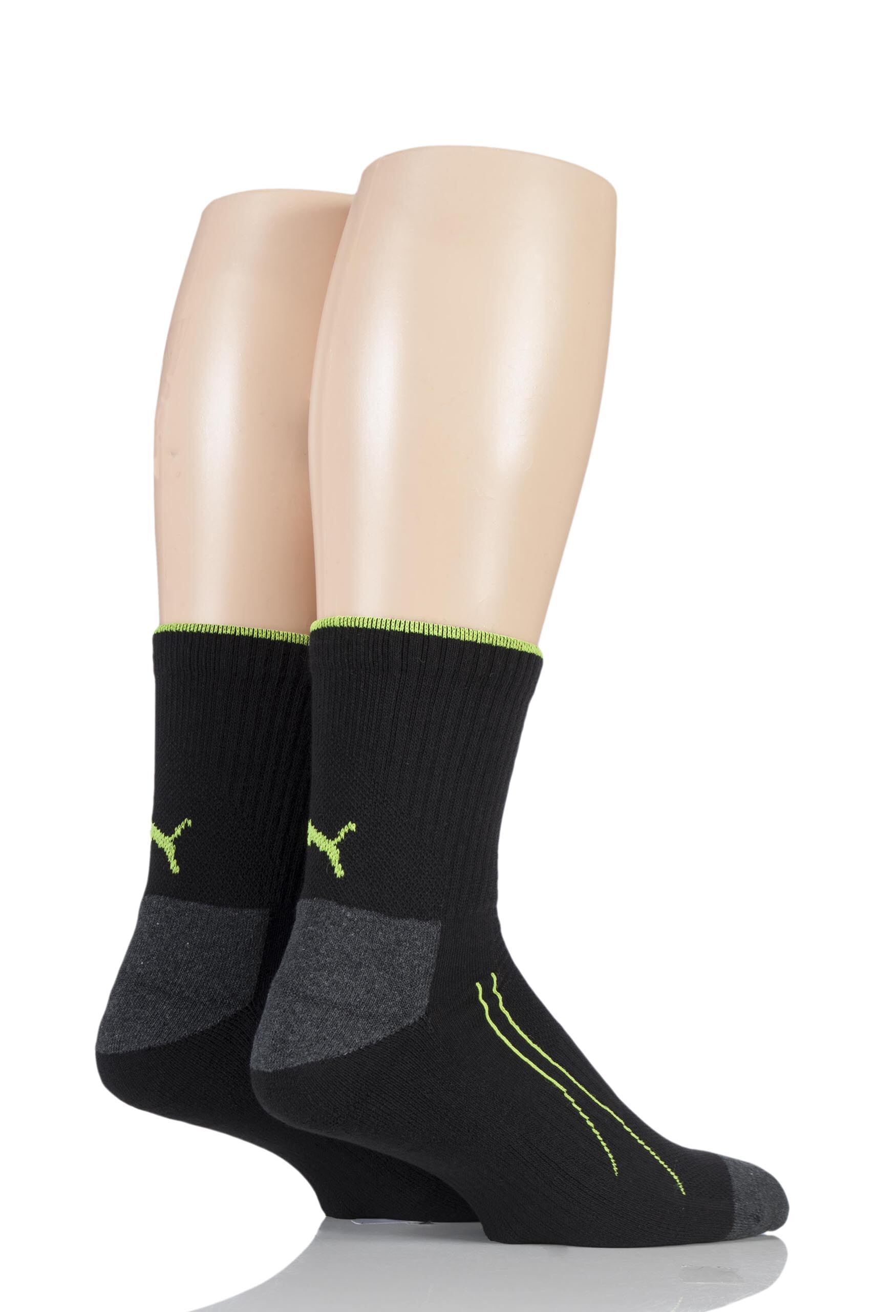 Image of 2 Pair Black Performance All Sport Crew Socks with Coolmax Unisex 2.5-5 Unisex - Puma