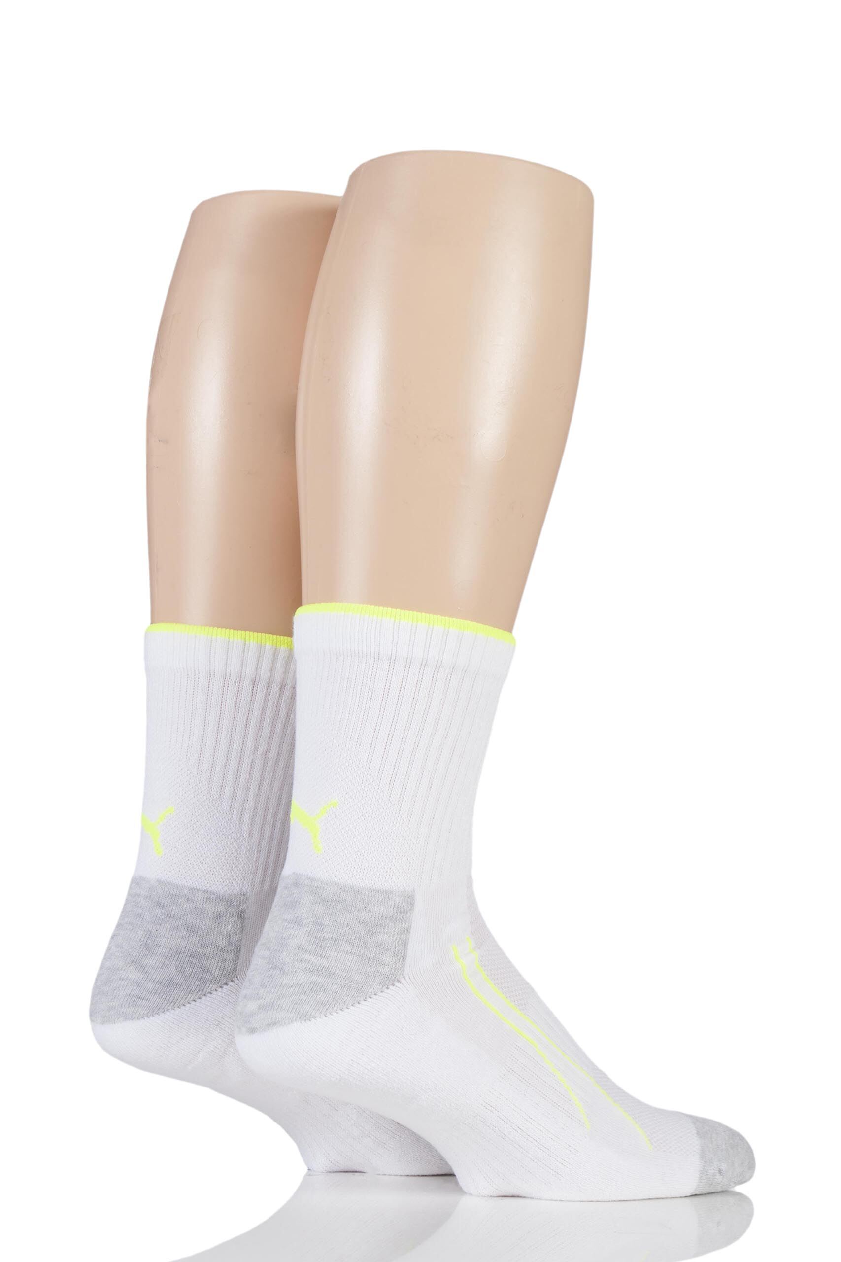 Image of 2 Pair White Performance All Sport Crew Socks with Coolmax Unisex 2.5-5 Unisex - Puma