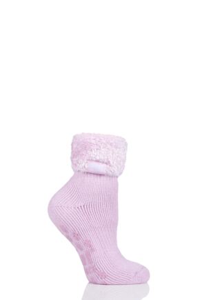 Ladies Genuine Heat Holders Slipper Gripper Non slip Socks Lavender 4-8 uk