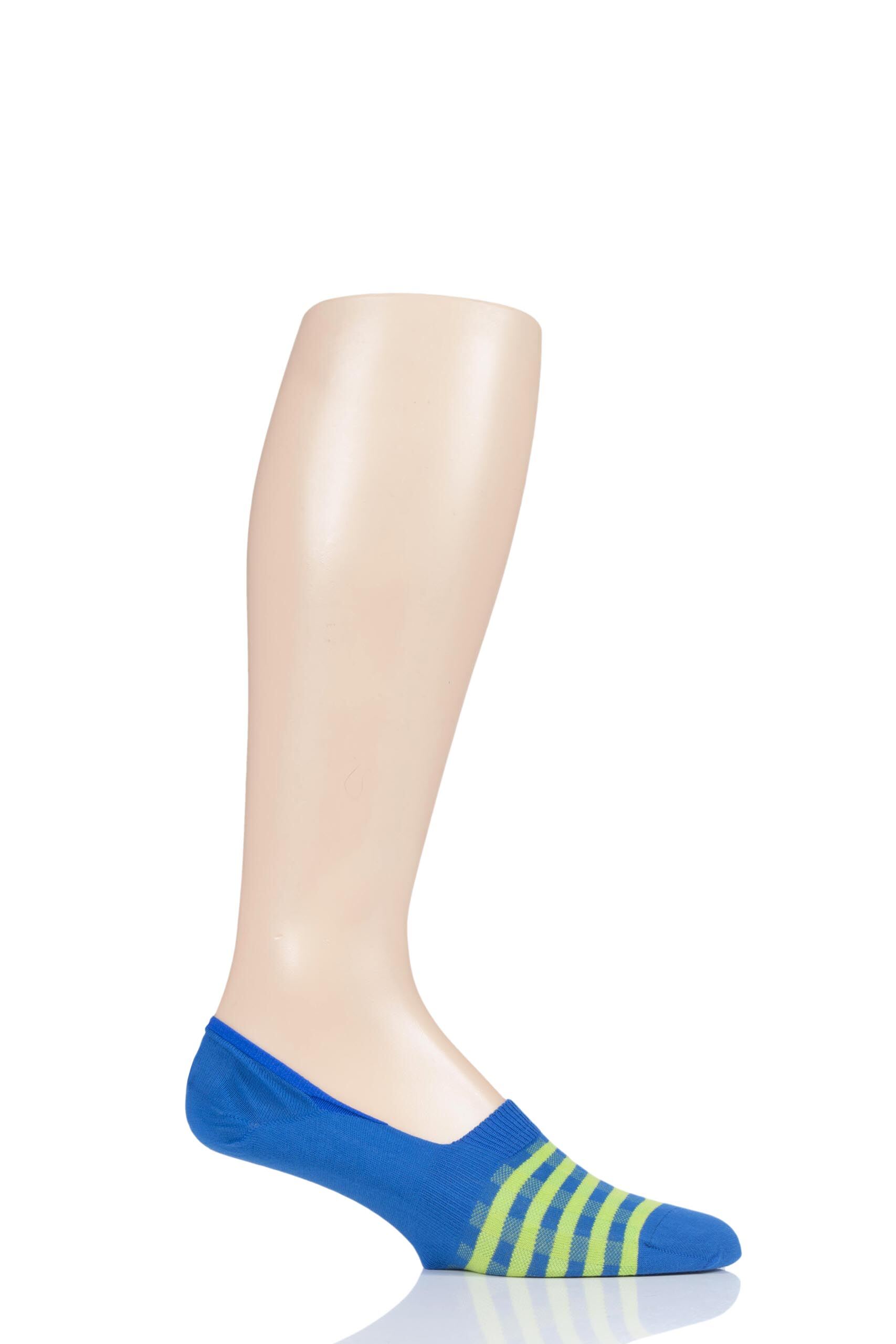 Image of 1 Pair Bright Blue Granada Cotton Shoe Liner Invisible Socks Men's 10-12 Mens - Pantherella