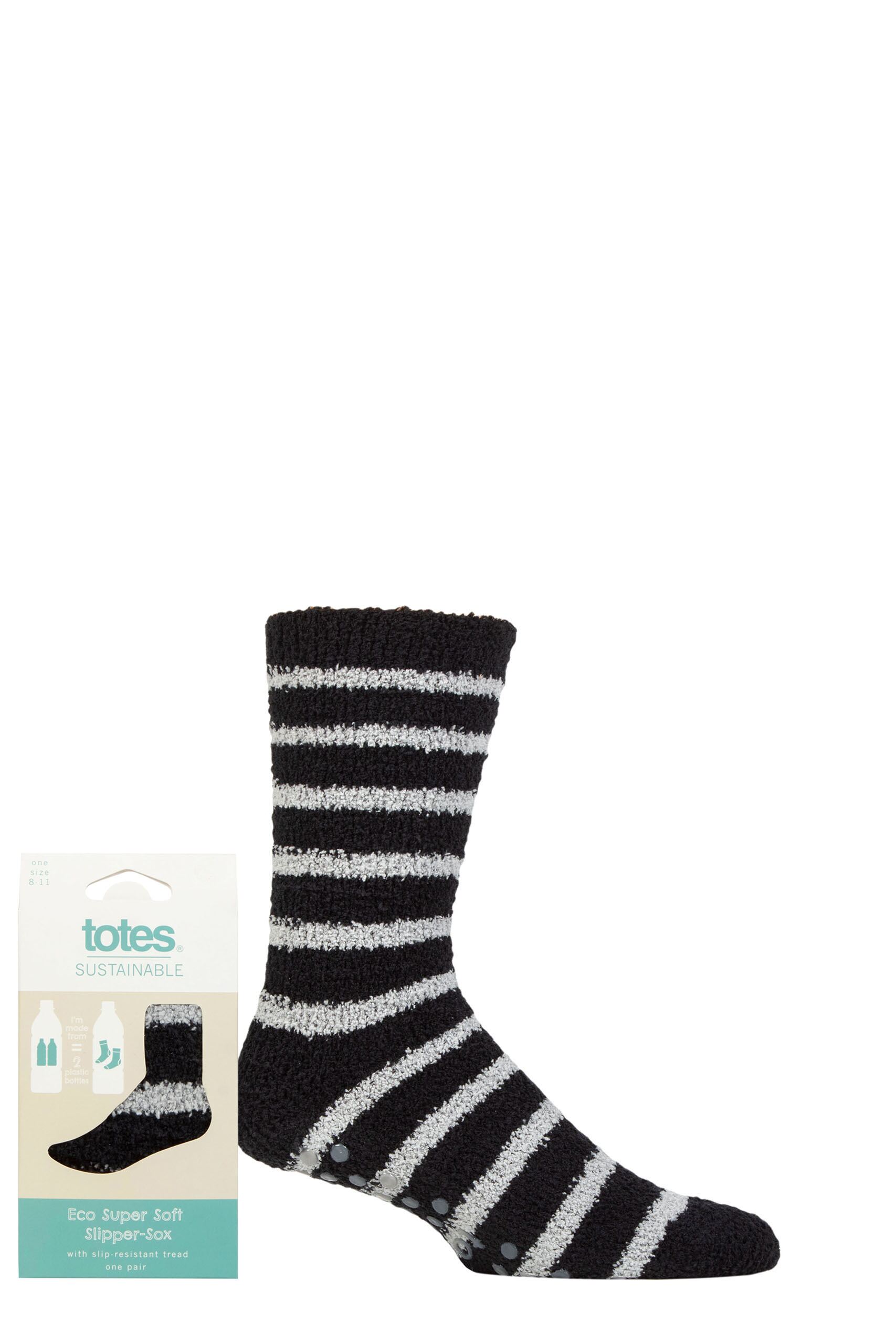 Mens 1 Pair Totes Super Soft Eco Slipper Socks Black 8-11 Mens
