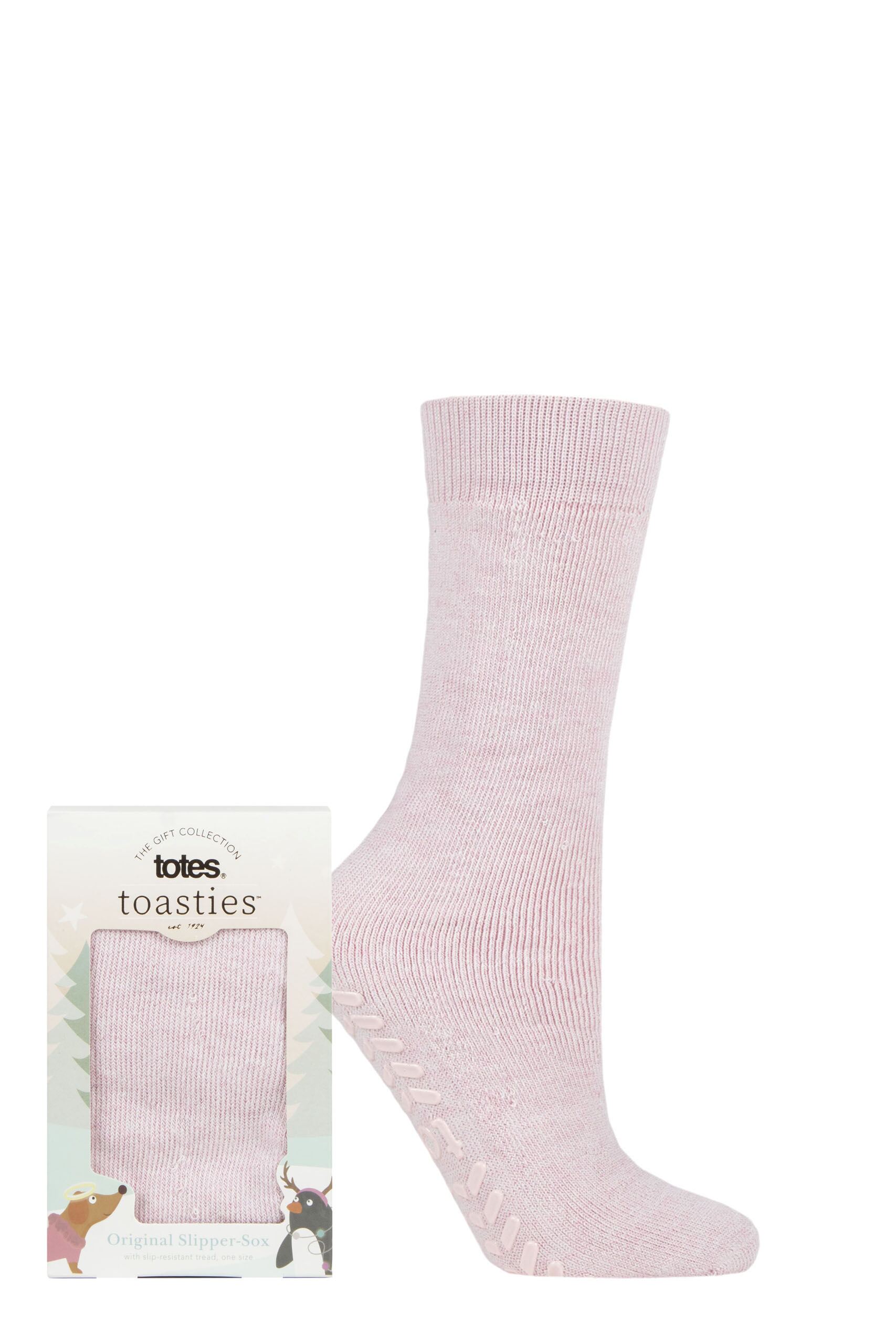 Image of Ladies 1 Pair Totes Originals Slipper Socks Pink One Size