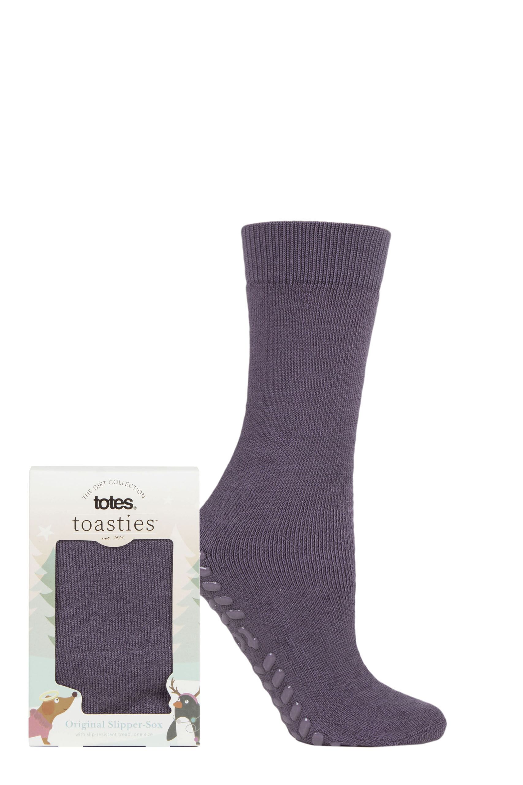 Image of Ladies 1 Pair Totes Originals Slipper Socks Purple One Size