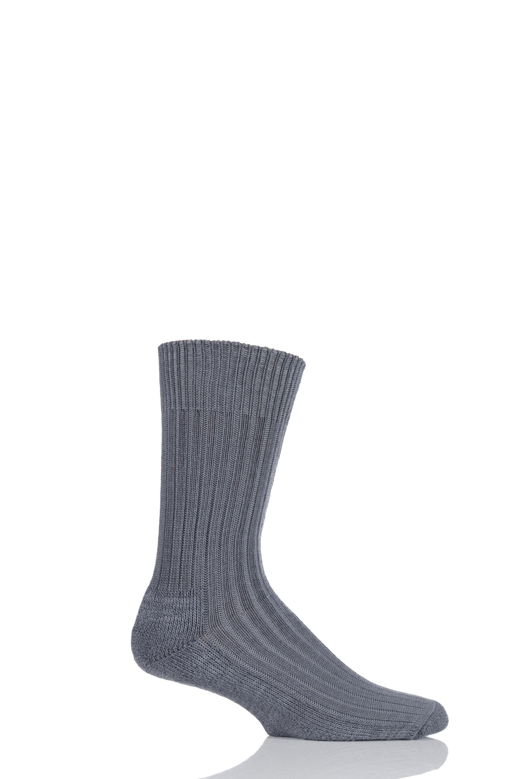 Image of 1 Pair Grey Cushion Sole Wool Golf Socks Men's 7-11 Mens - Glenmuir