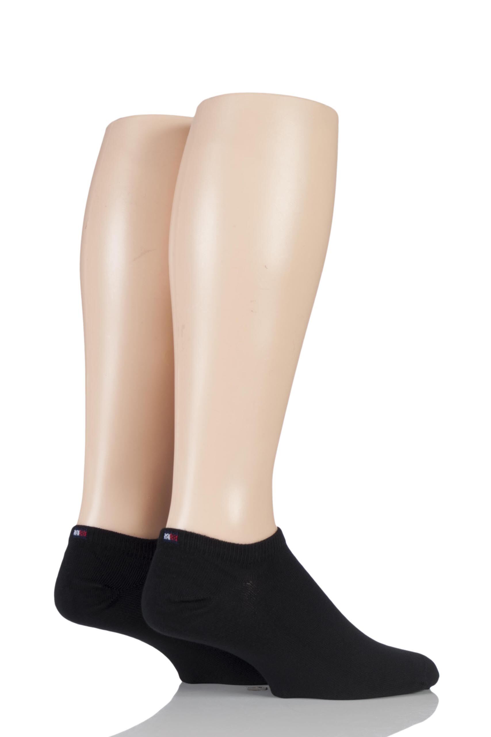 Image of 2 Pair Black Plain Cotton Sneaker Socks Men's 12-14 Mens - Tommy Hilfiger