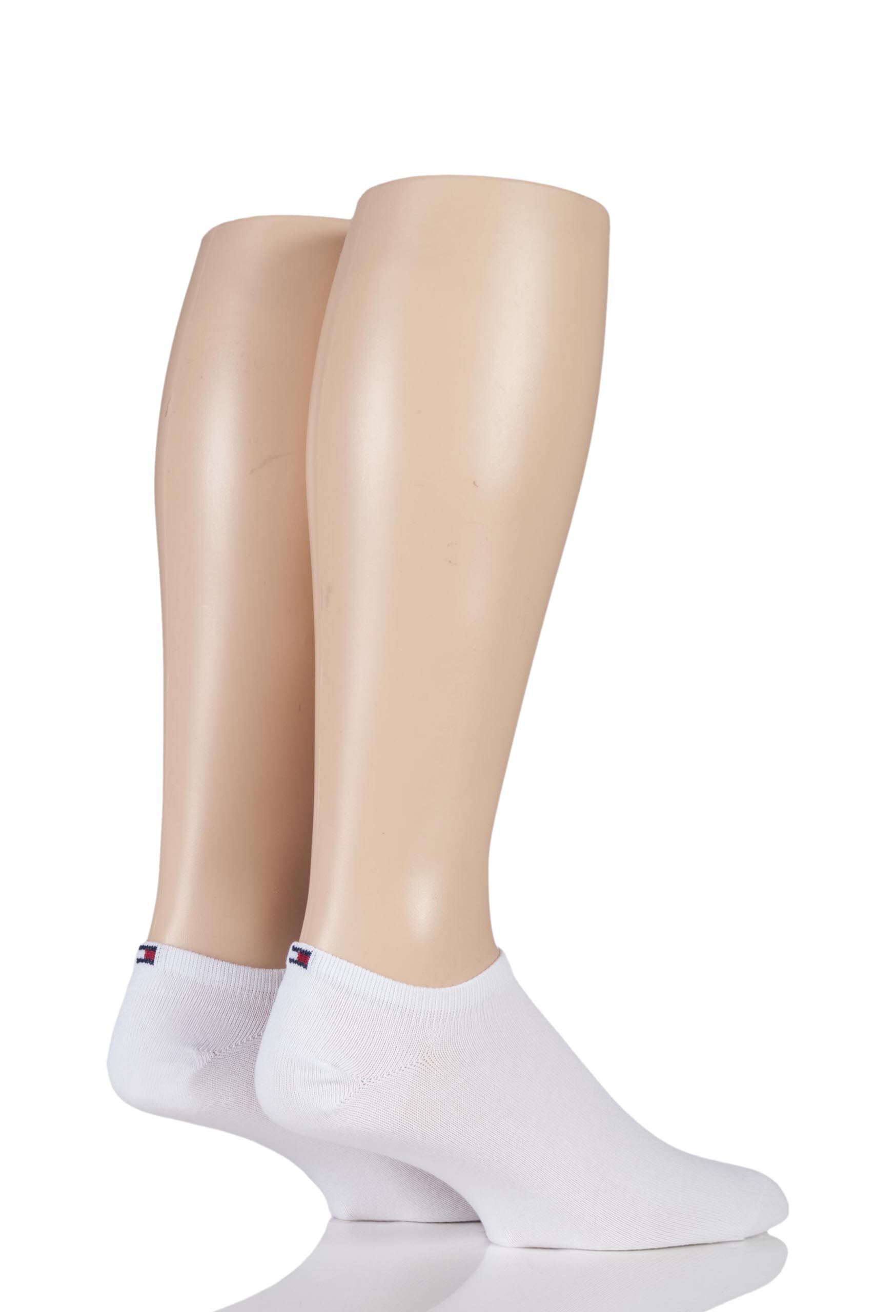 Image of 2 Pair White Plain Cotton Sneaker Socks Men's 9-11 Mens - Tommy Hilfiger