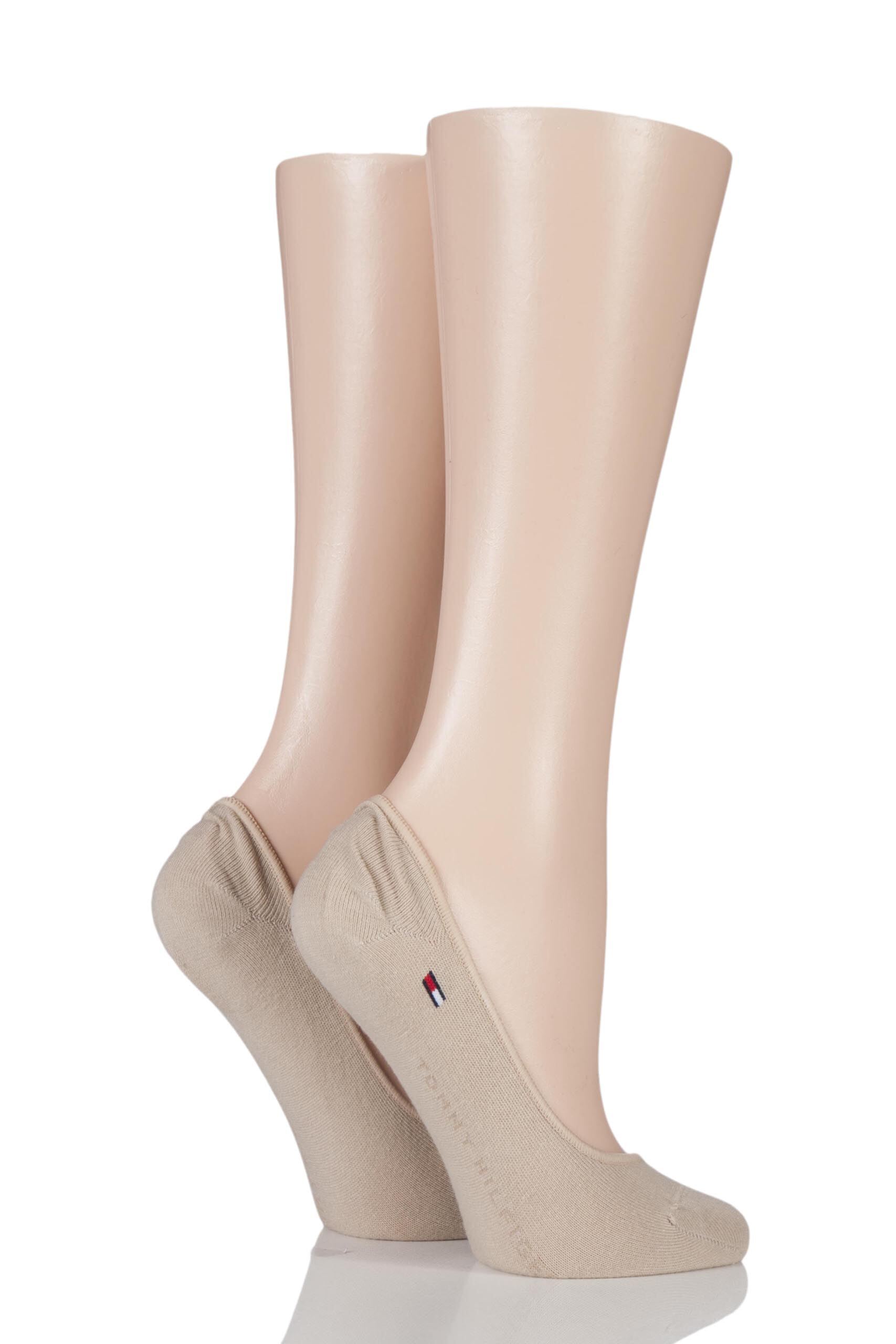 Image of 2 Pair Nomad Plain Cotton Invisible Footie Socks Ladies 2.5-5 Ladies - Tommy Hilfiger