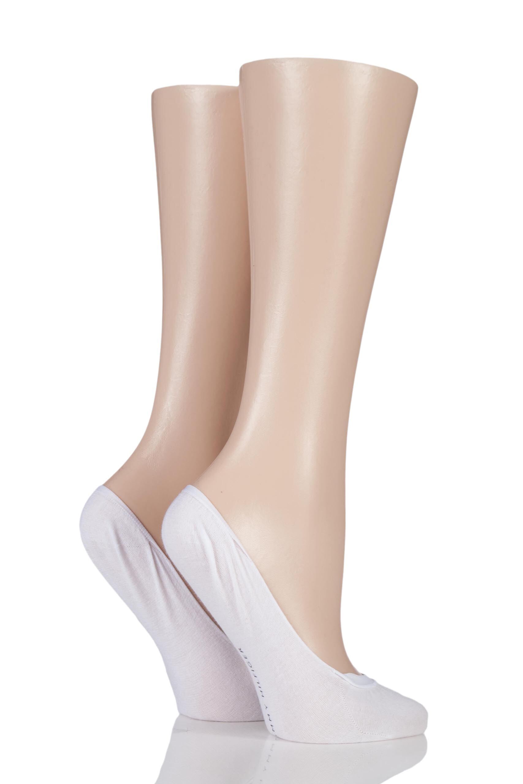 Image of 2 Pair White Ballerina Footies Socks Ladies 6-8 Ladies - Tommy Hilfiger