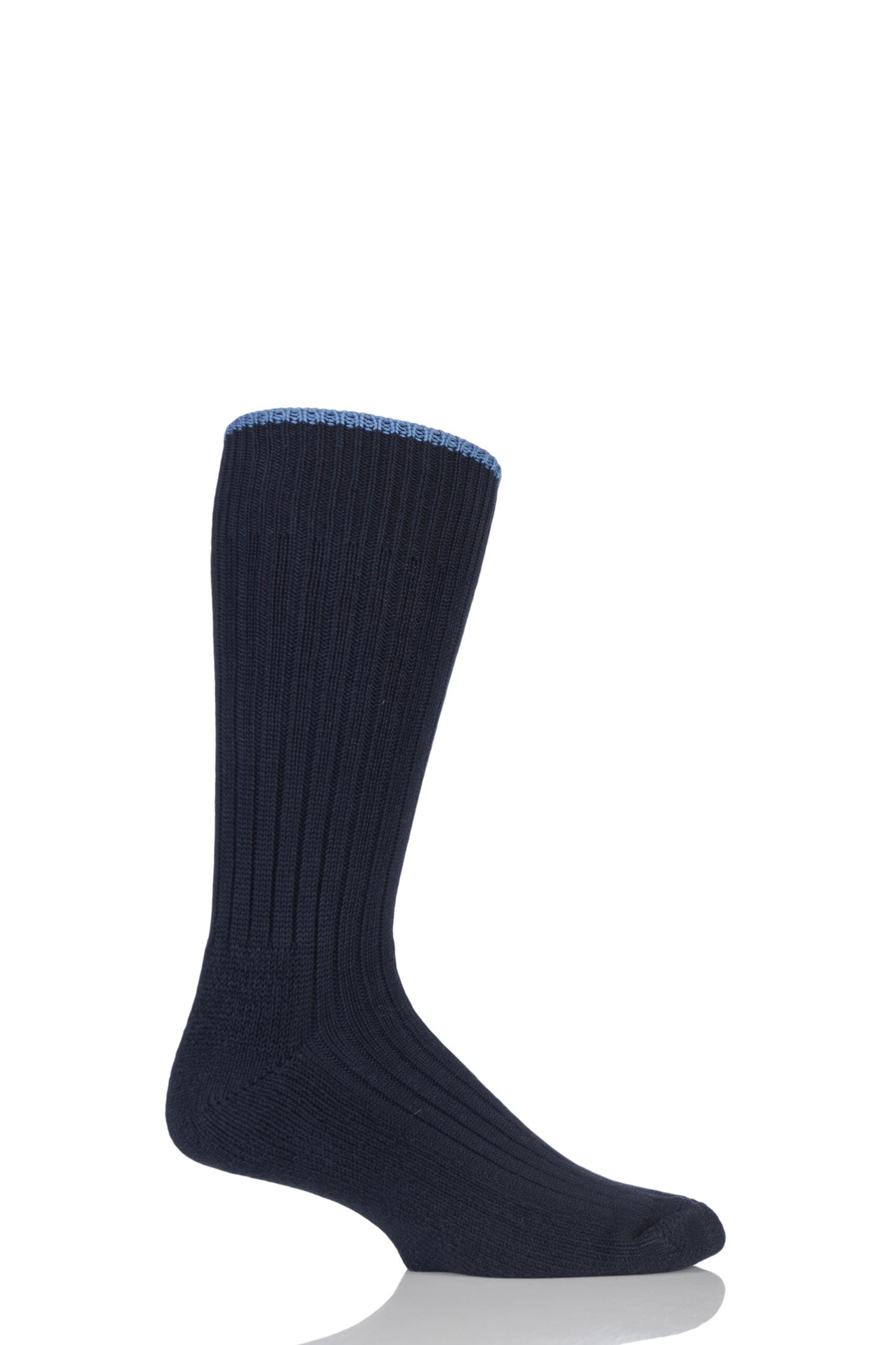Image of 1 Pair Rich Navy / Blue Cotton Cushioned Golf Socks Unisex 7-11 Mens - Glenmuir