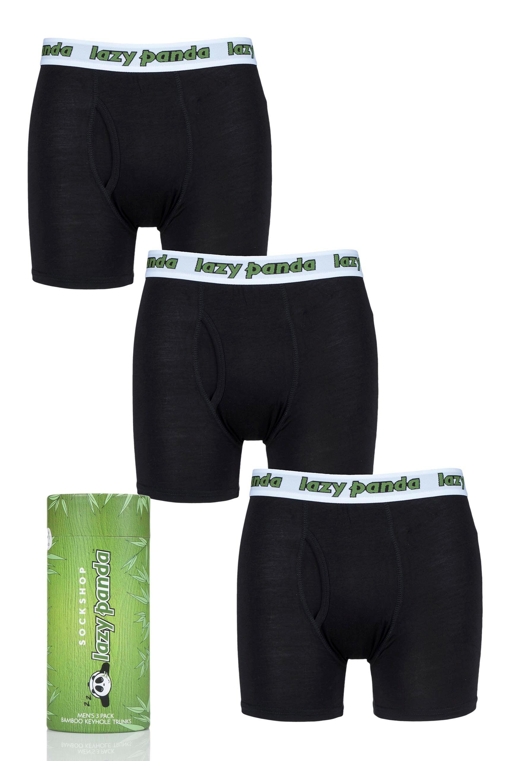 Image of 3 Pack Black / White Bamboo Boxer Shorts Men's Large - Lazy Panda