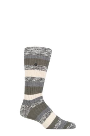 Mens 1 Pair Birkenstock Slub Striped Cotton Socks