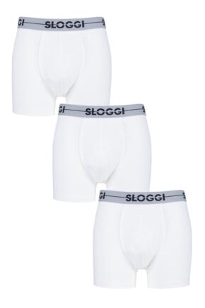 Mens 3 Pack Sloggi Go Soft Waistband Comfort Cotton Longer Leg Boxer Shorts