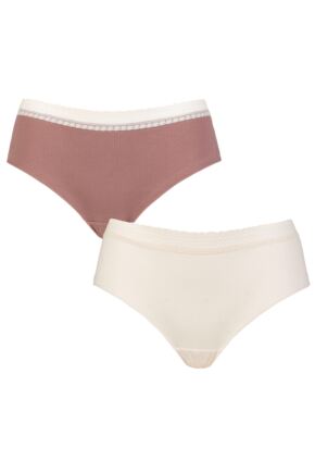 Ladies 2 Pack Sloggi GO Ribbed Hipster Briefs